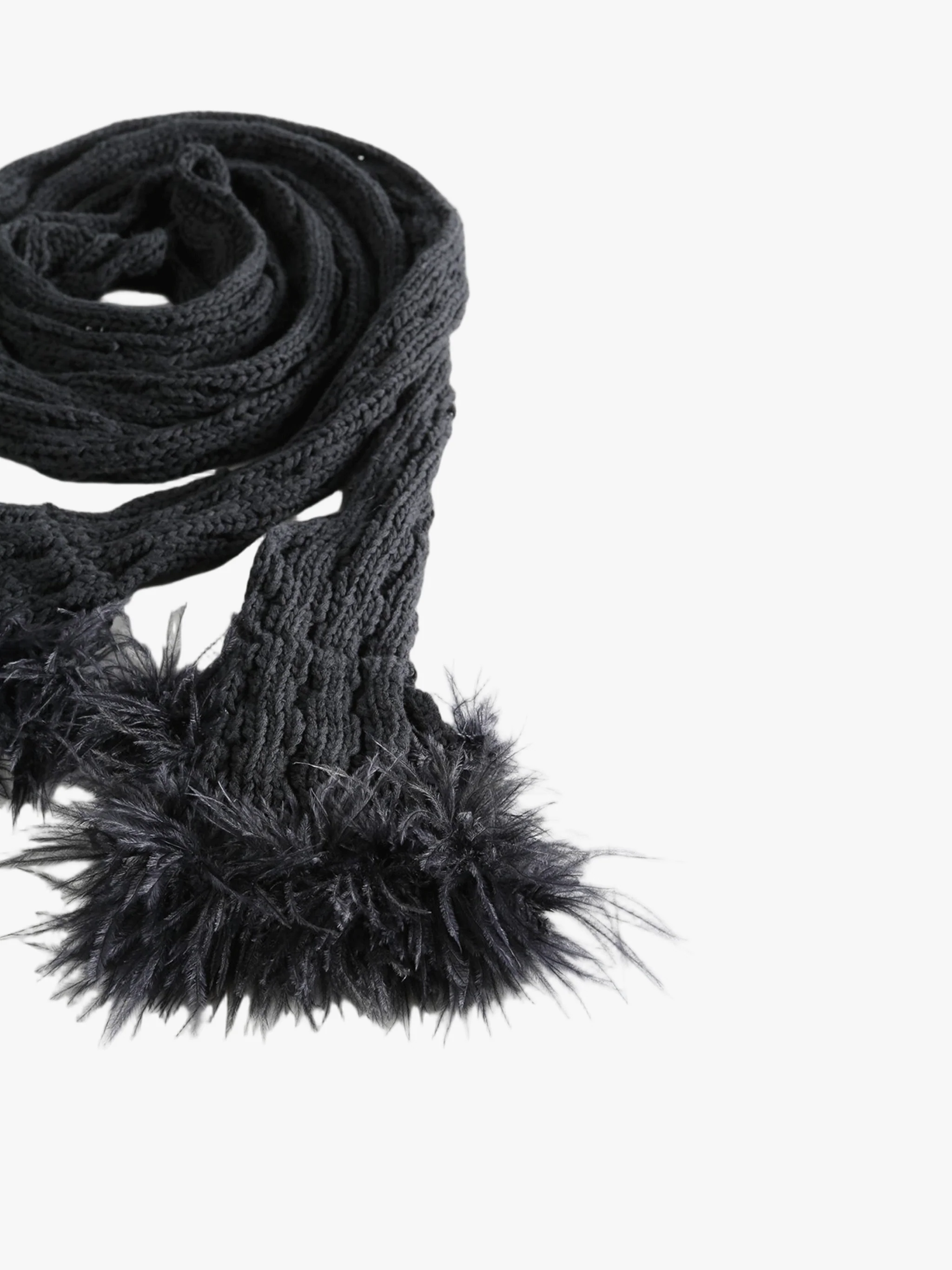 ANN DEMEULEMEESTER - Women Feathered Ruffles Rae Ribbed Scarf - Image 3