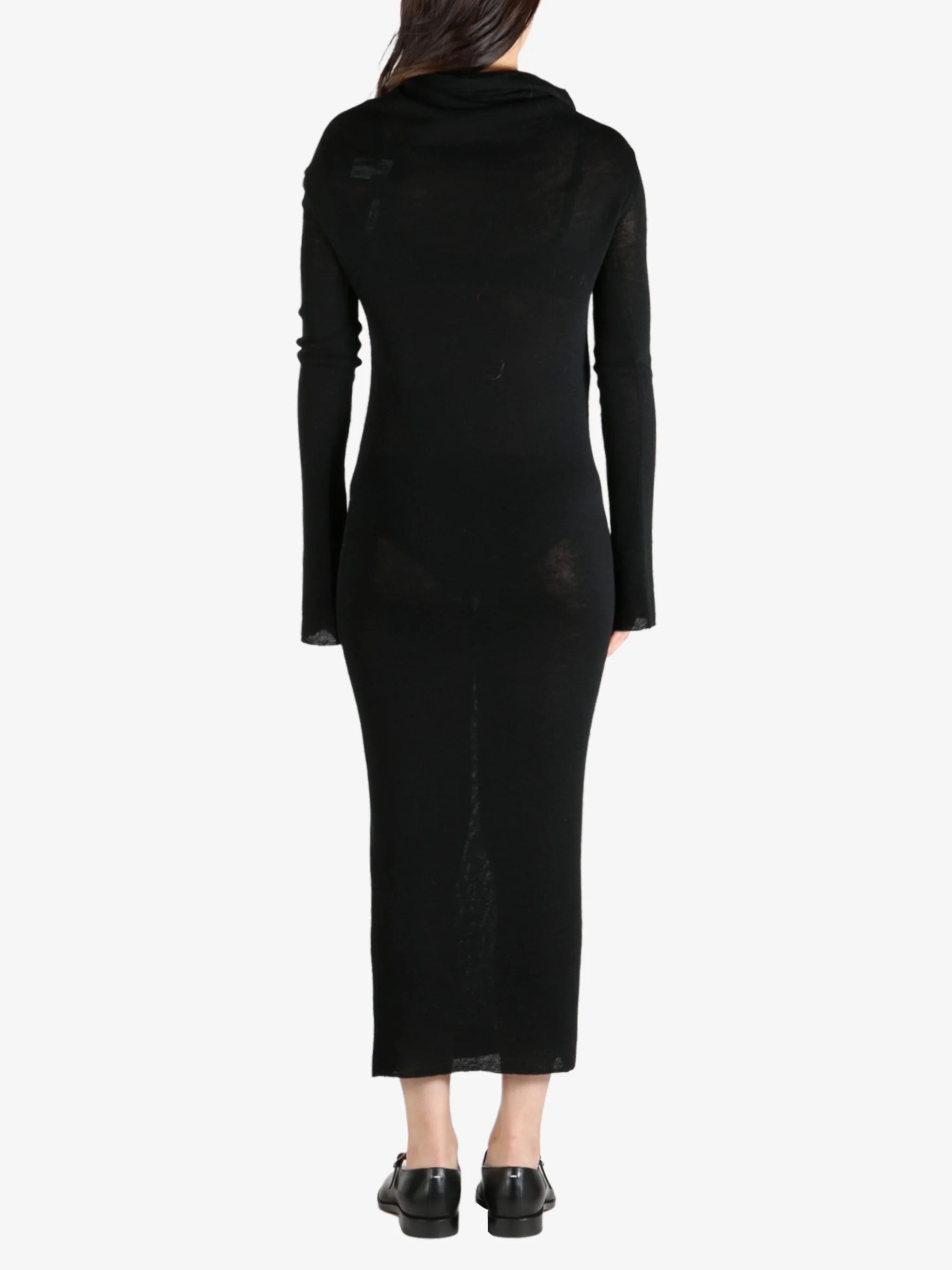 ANN DEMEULEMEESTER - Women High Neck Dropped Shoulder  Knitted Dress - Image 3