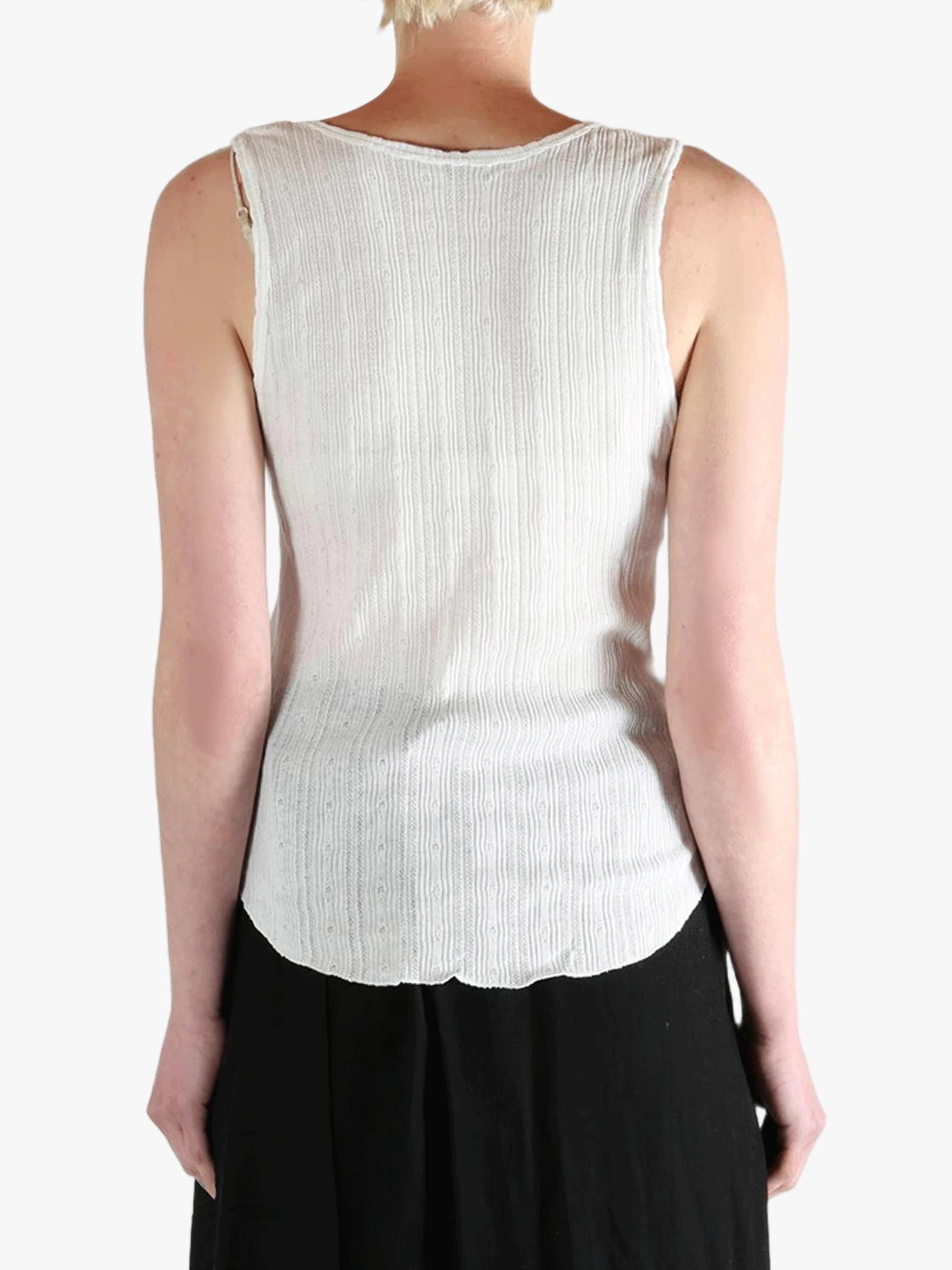 ANN DEMEULEMEESTER - Women Silk Creponne Ruffles Rase Serafino Tank Top - Image 3