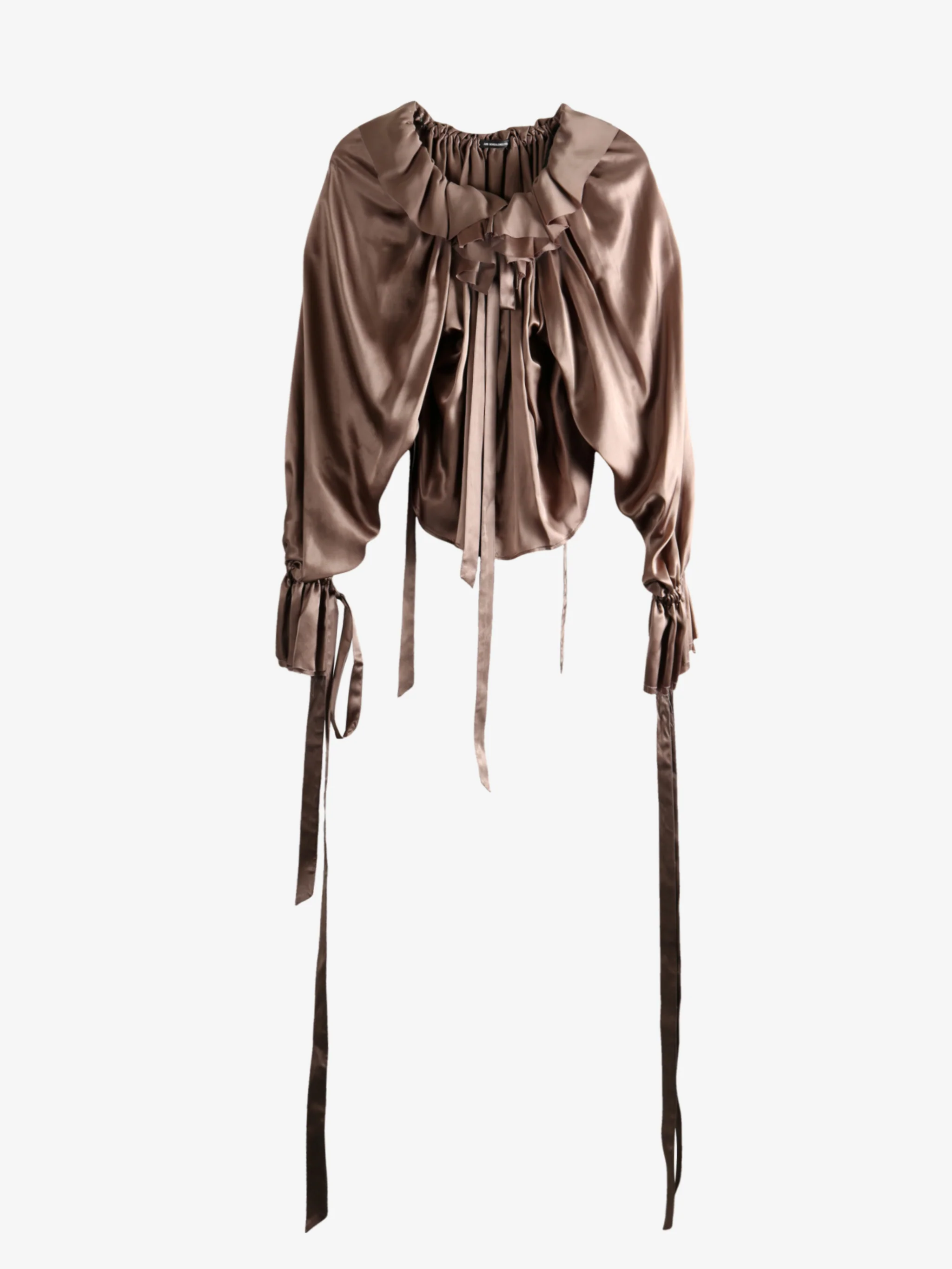 ANN DEMEULEMEESTER - Women Stee Ruffled Drawstrings Stain Washed Top - Image 4
