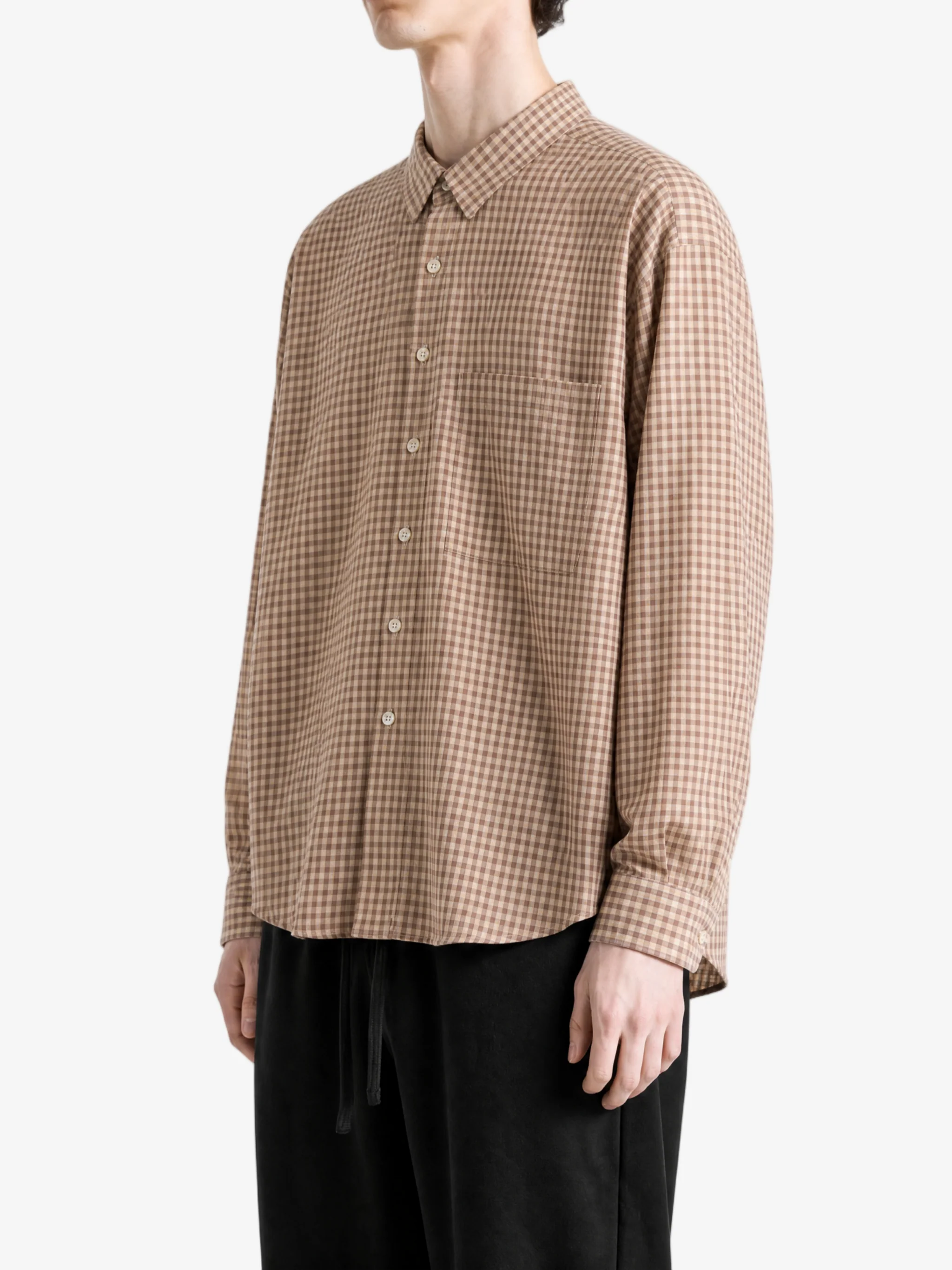 AURALEE - Men Airy Light Cotton Check Big Shirt - Image 2