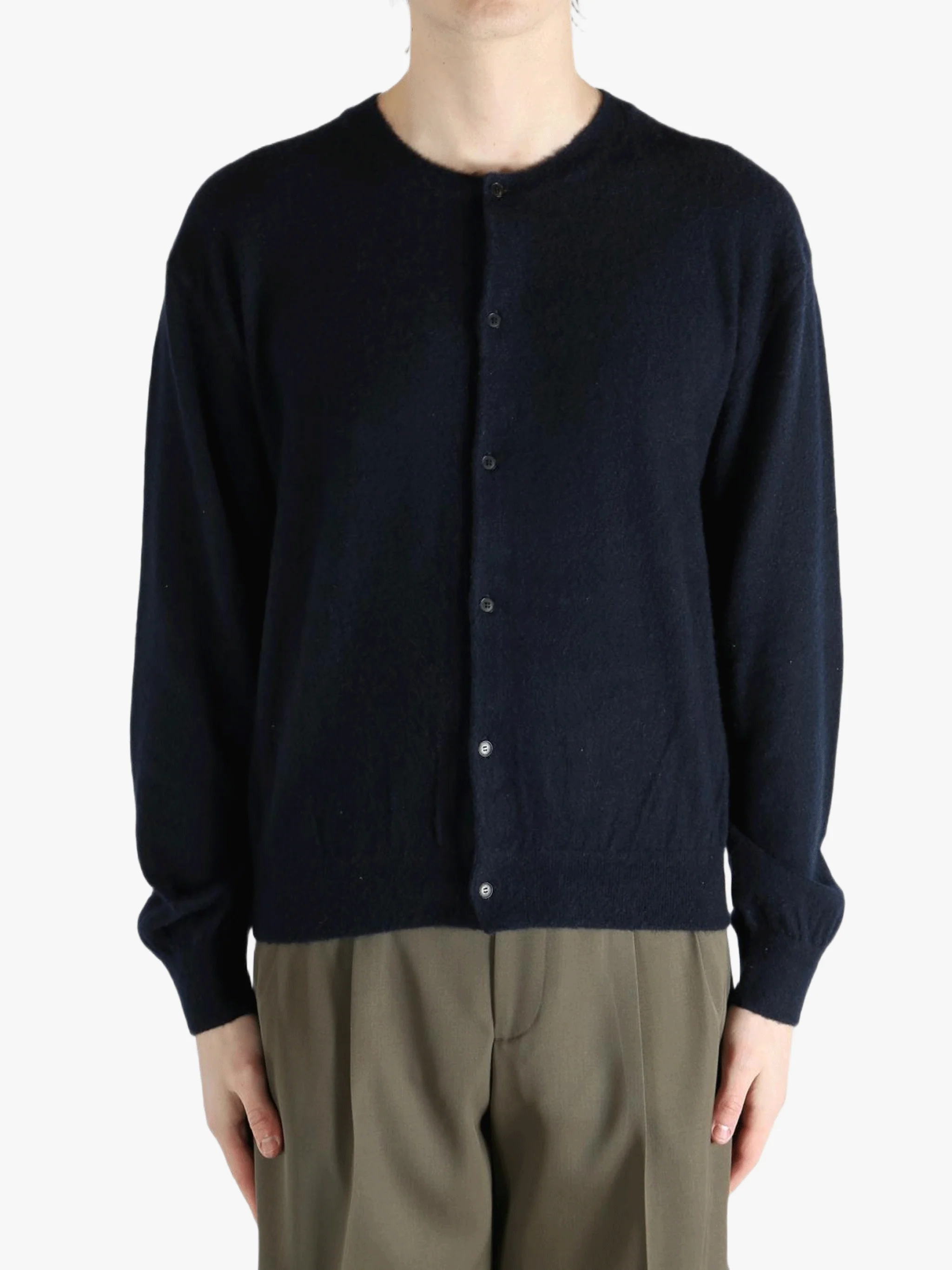 AURALEE - Men Brushed Cashmere Cotton Knit Cardigan