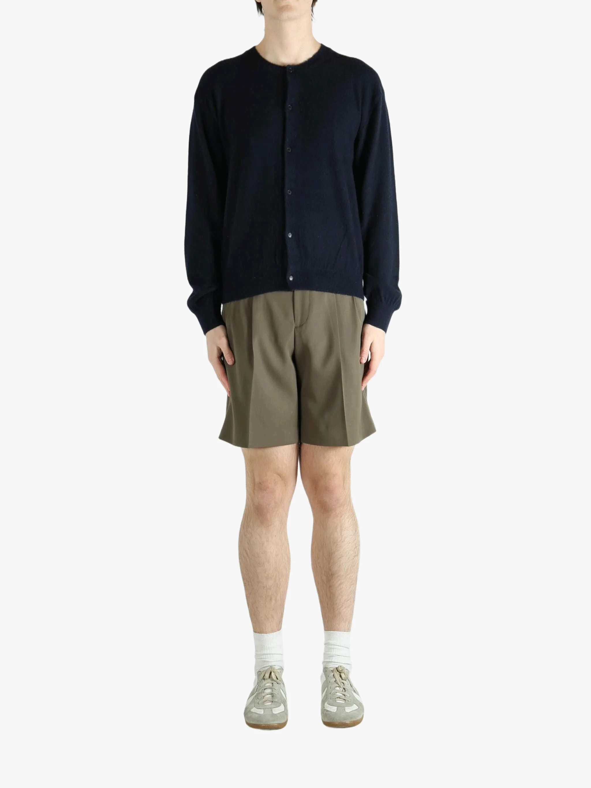 AURALEE - Men Brushed Cashmere Cotton Knit Cardigan - Image 4