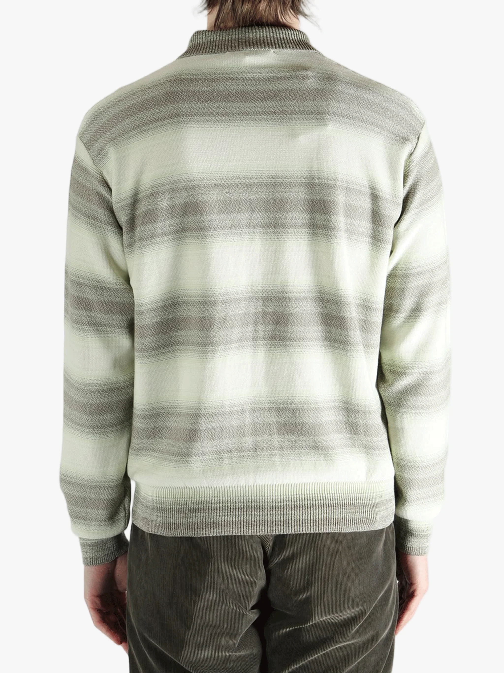 AURALEE - Men Cotton Silk Gradient Stripe Knit Shirt Cardigan - Image 3