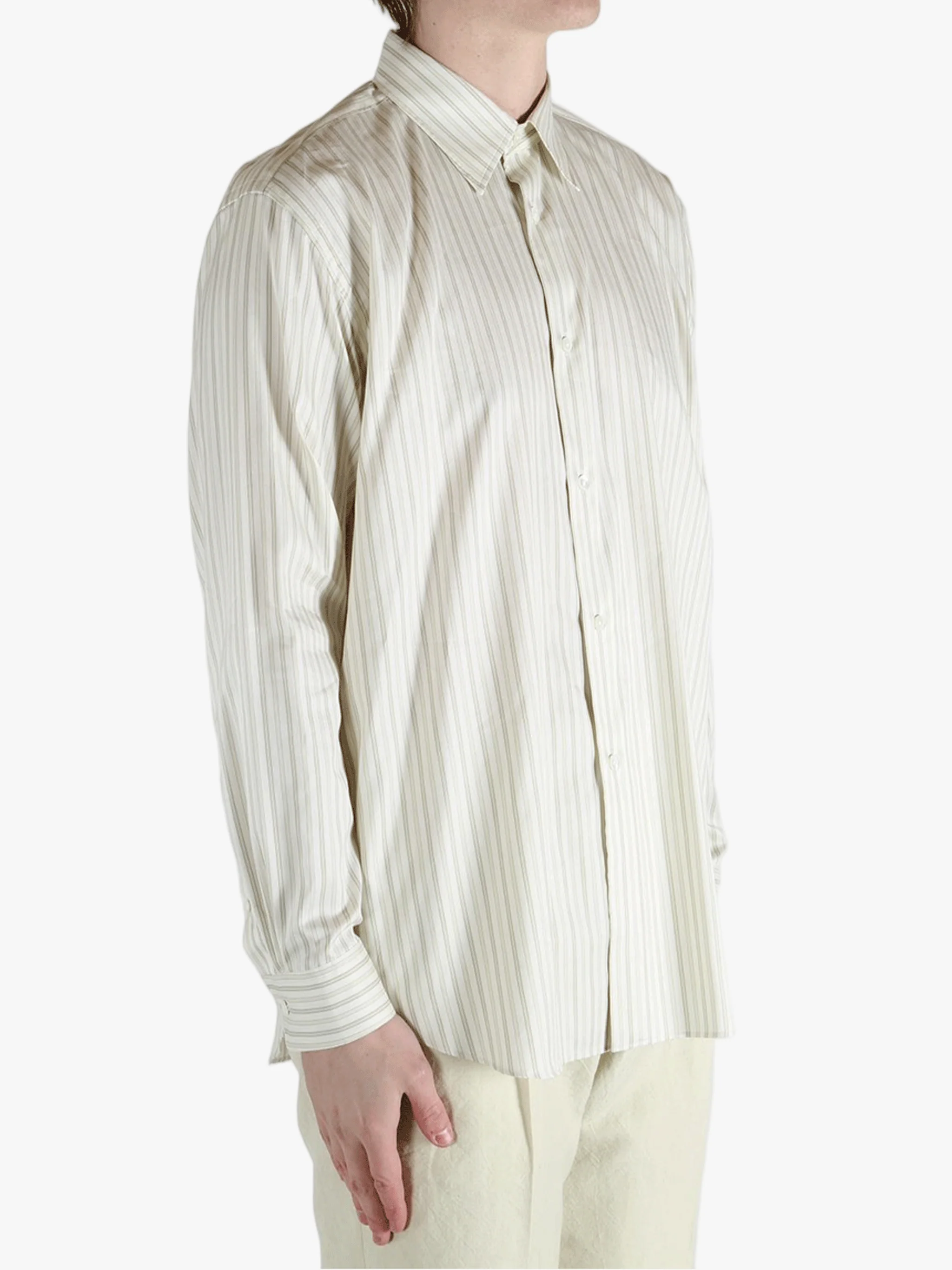 AURALEE - Men Cotton Silk Stripe Shirt - Image 2