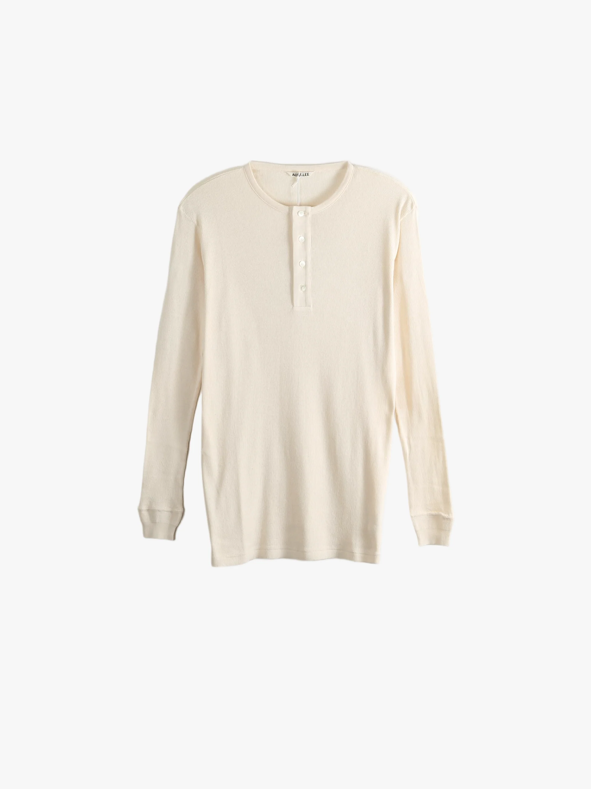 AURALEE - Men Organic Soft Rib Henley Neck Top - Image 4