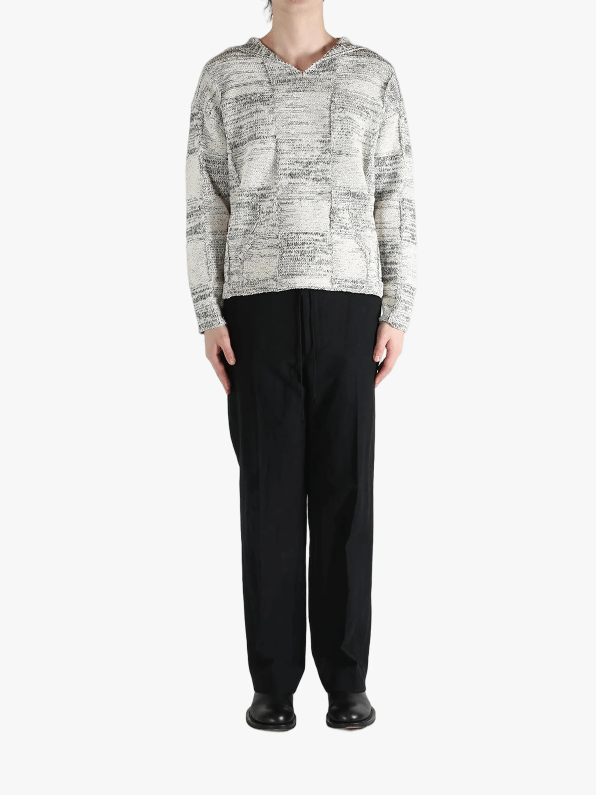 AURALEE - Men Structured Cotton Linen Panel Knit P/O Parka - Image 4