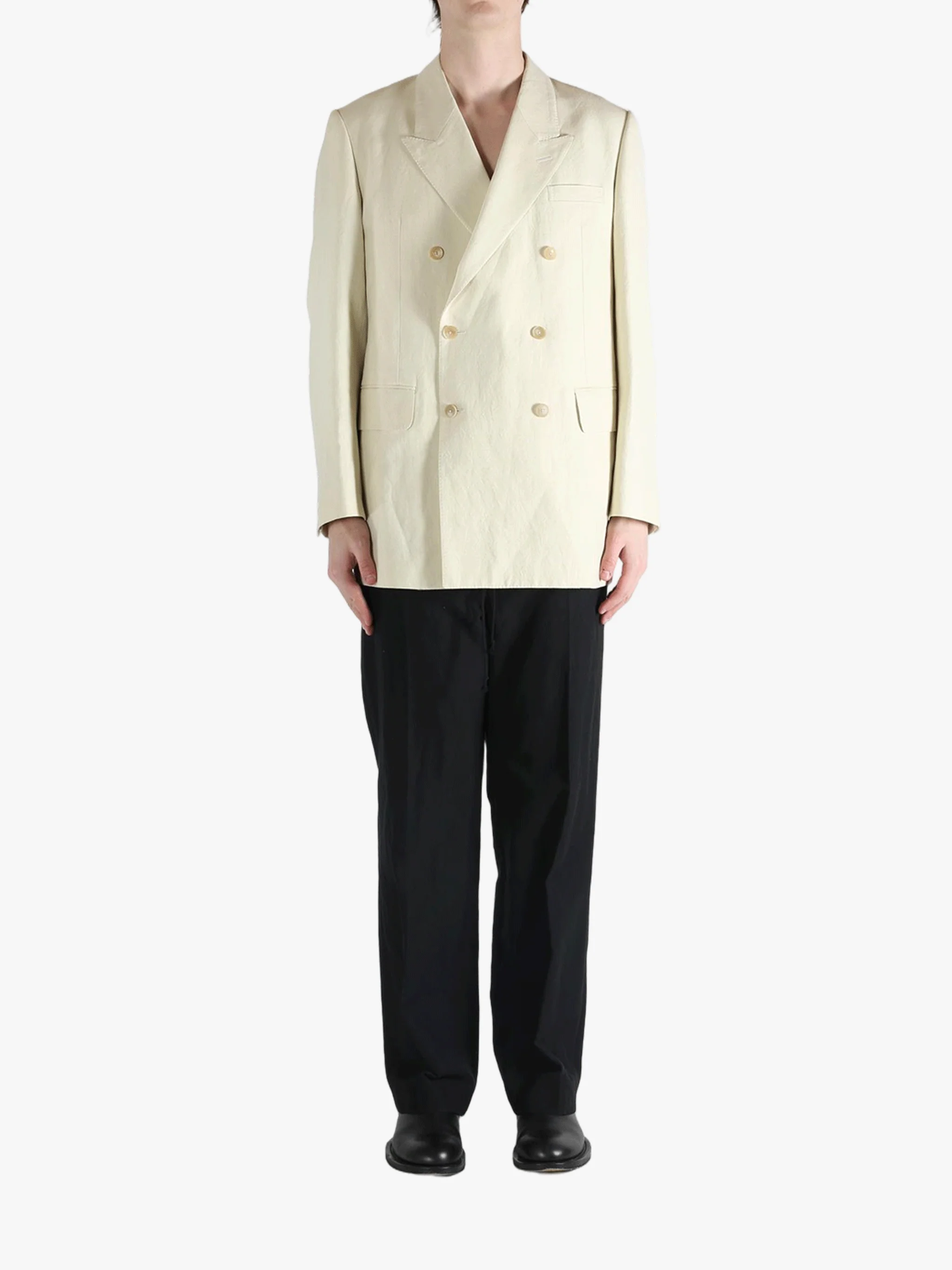 AURALEE - Men Wool Cotton Linen Ox Double-Breasted Jacket - Image 4