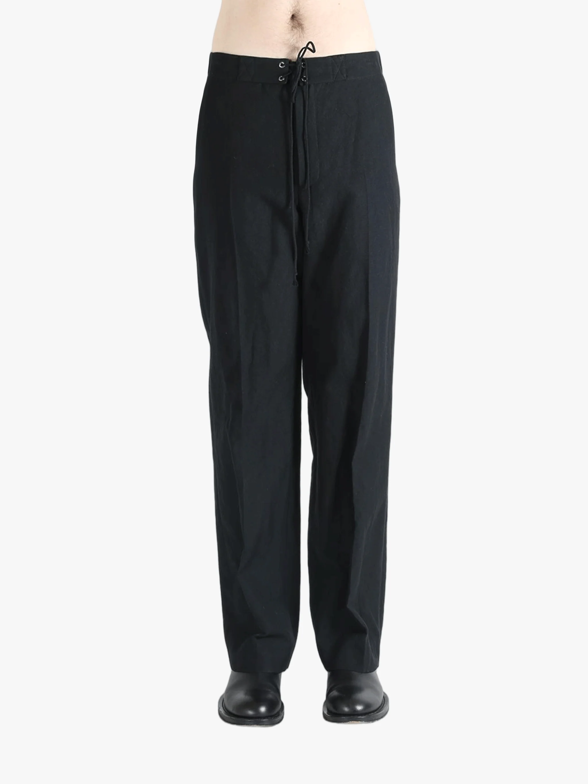 AURALEE - Men Wool Cotton Linen Ox Drawstring Pants