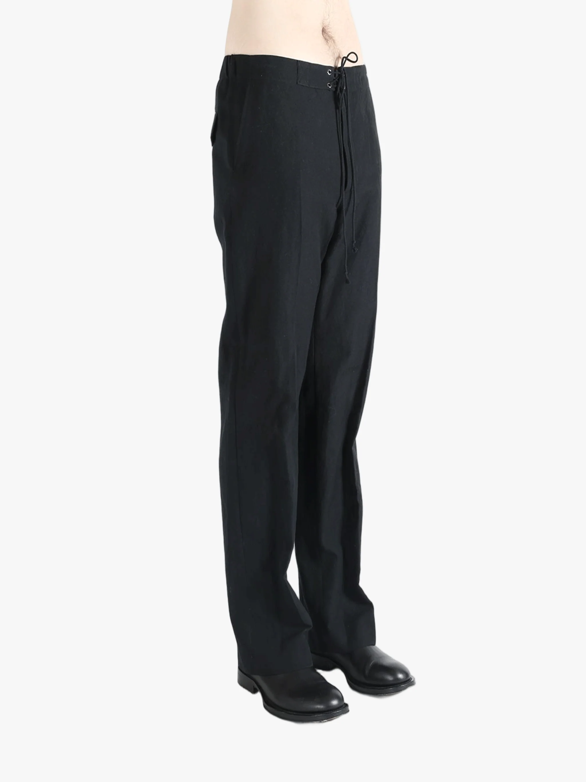 AURALEE - Men Wool Cotton Linen Ox Drawstring Pants - Image 2