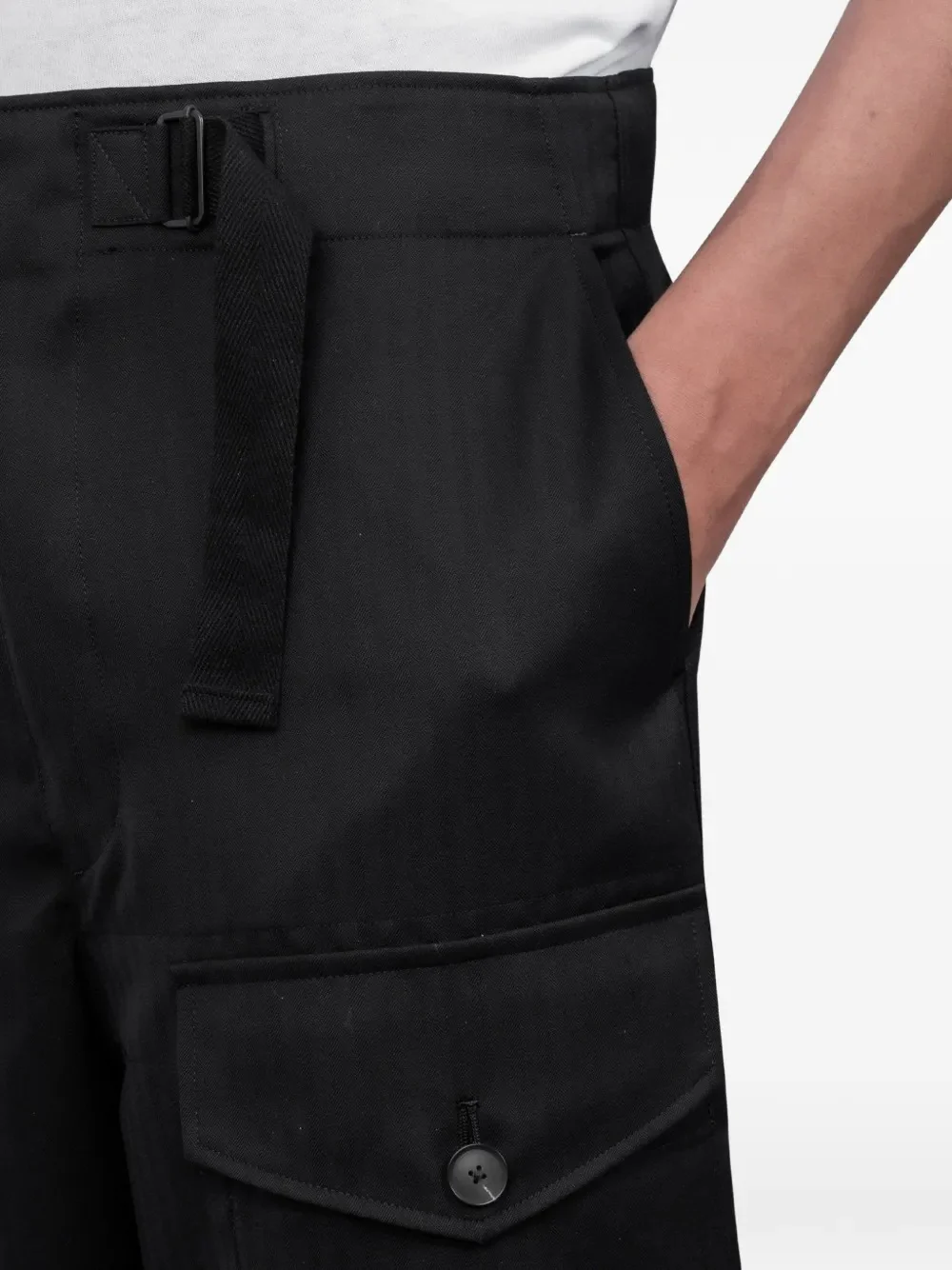AURALEE - Men Wool Herringbone Cargo Pants - Image 4