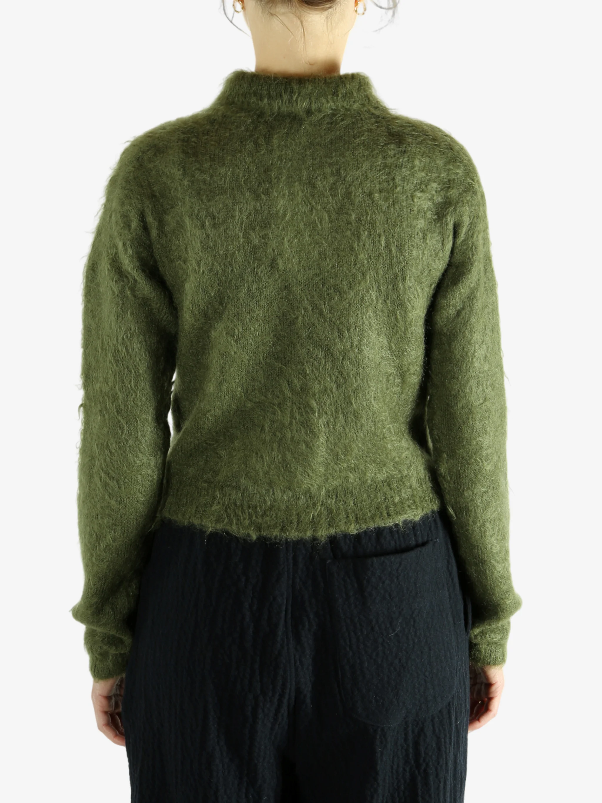 AURALEE - Women Brushed Super Kid Mohair Knit Polo Shirt - Image 3