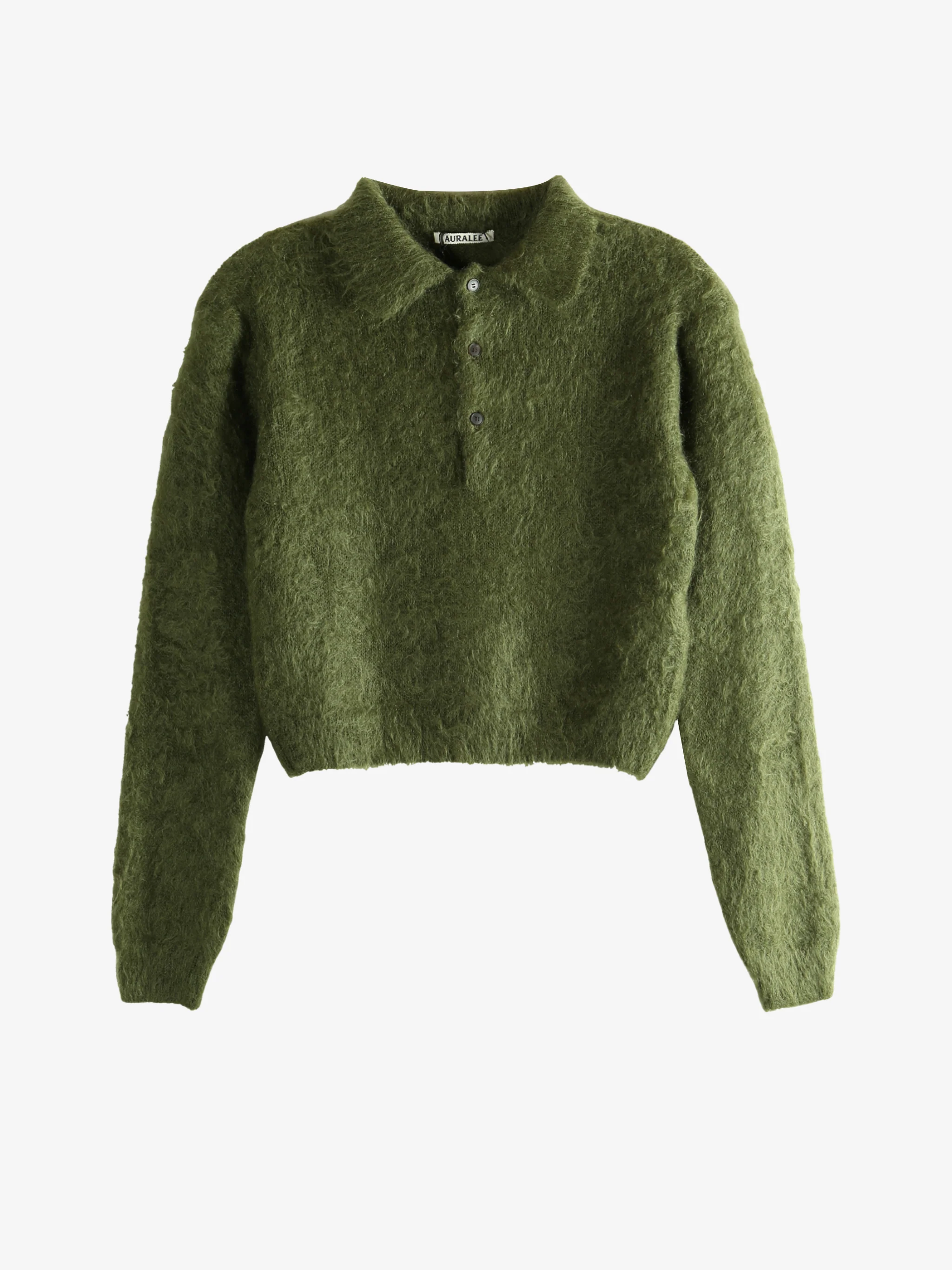 AURALEE - Women Brushed Super Kid Mohair Knit Polo Shirt - Image 4