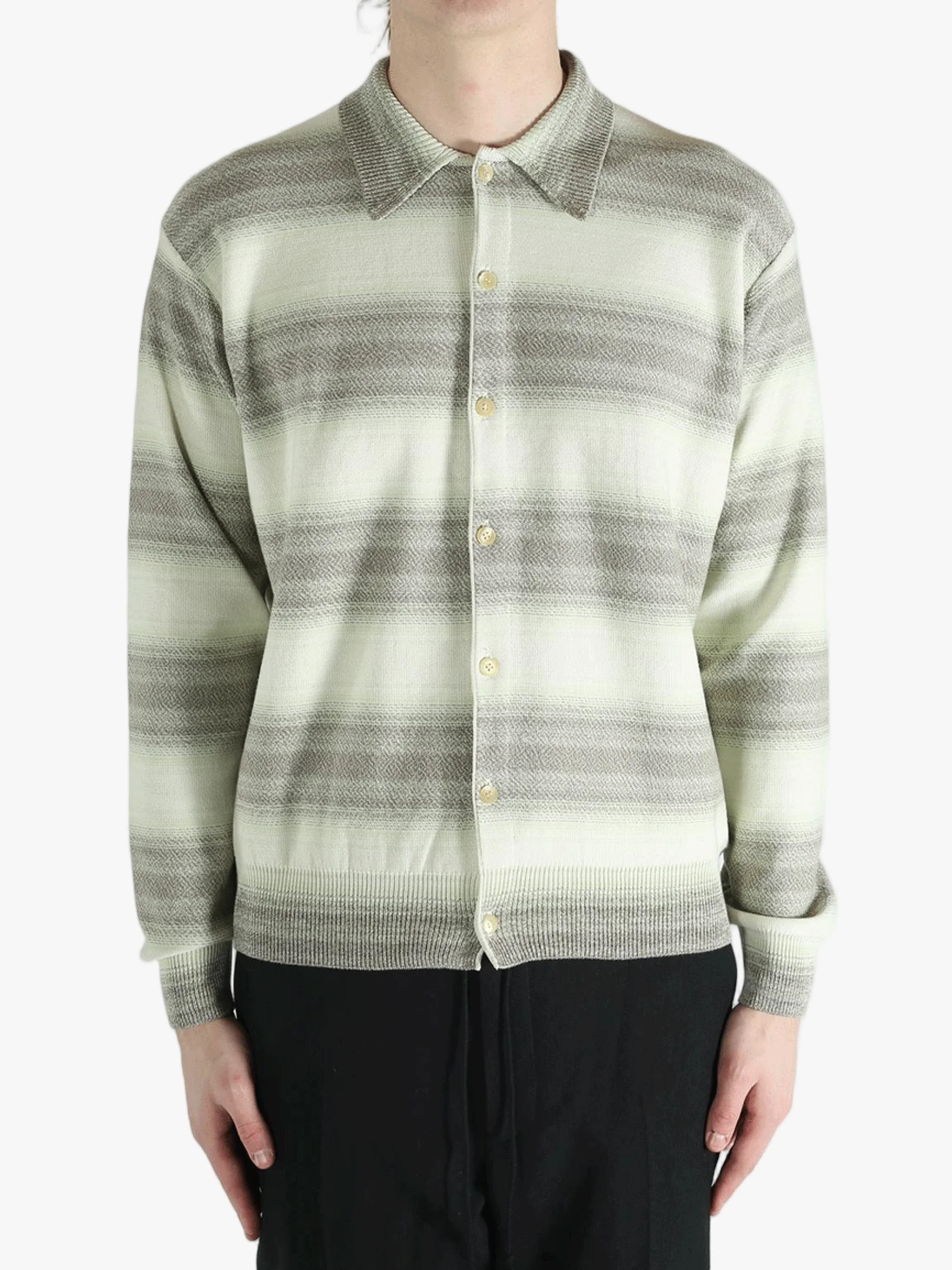 AURALEE - Women Cotton Silk Gradient Stripe P/O Boat Neck Knit