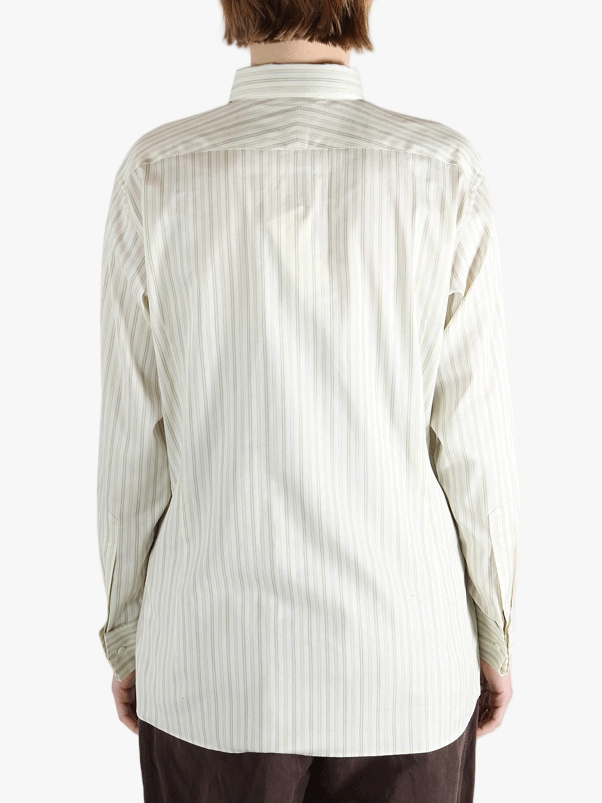 AURALEE - Women Cotton Silk Stripe Double-Cuff Shirt - Image 3