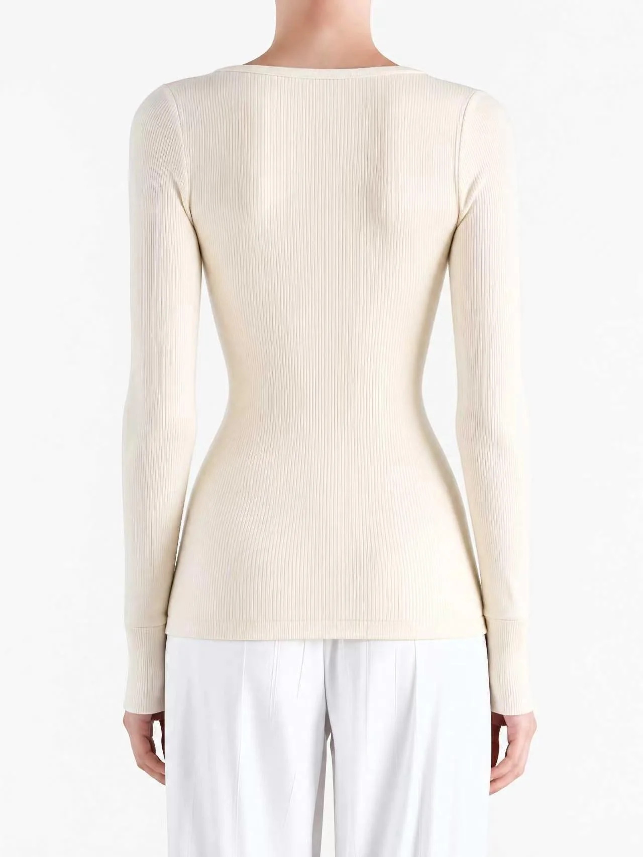AURALEE - Women Organic Soft Rib Henley Neck Top - Image 3