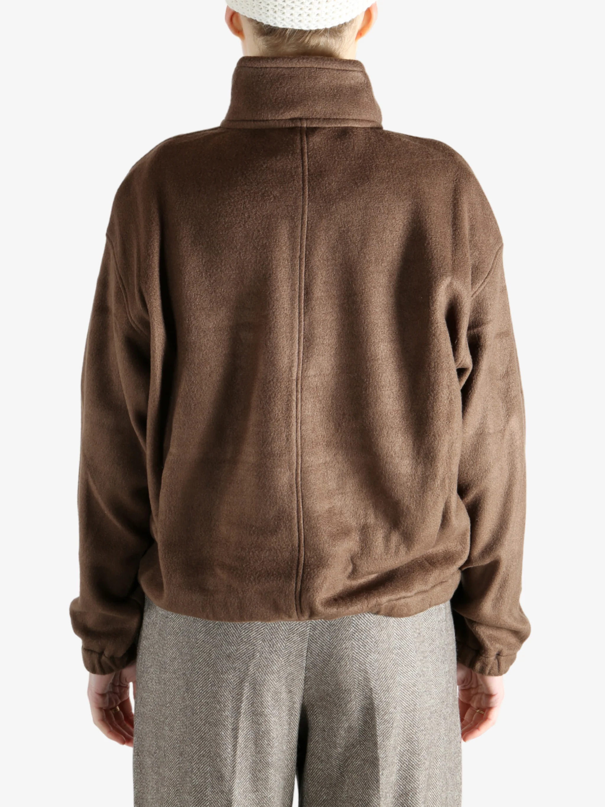 AURALEE - Women Pure Silk Comfort Fleece Half Zip Shirt - Image 3