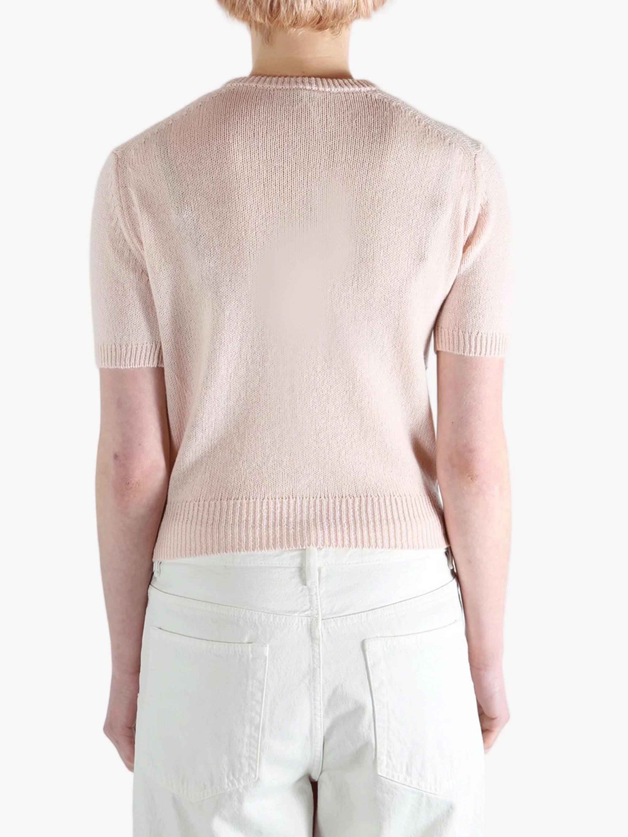 AURALEE - Women Summer Cashmere Knit Half Sleeved Cardigan - Image 3
