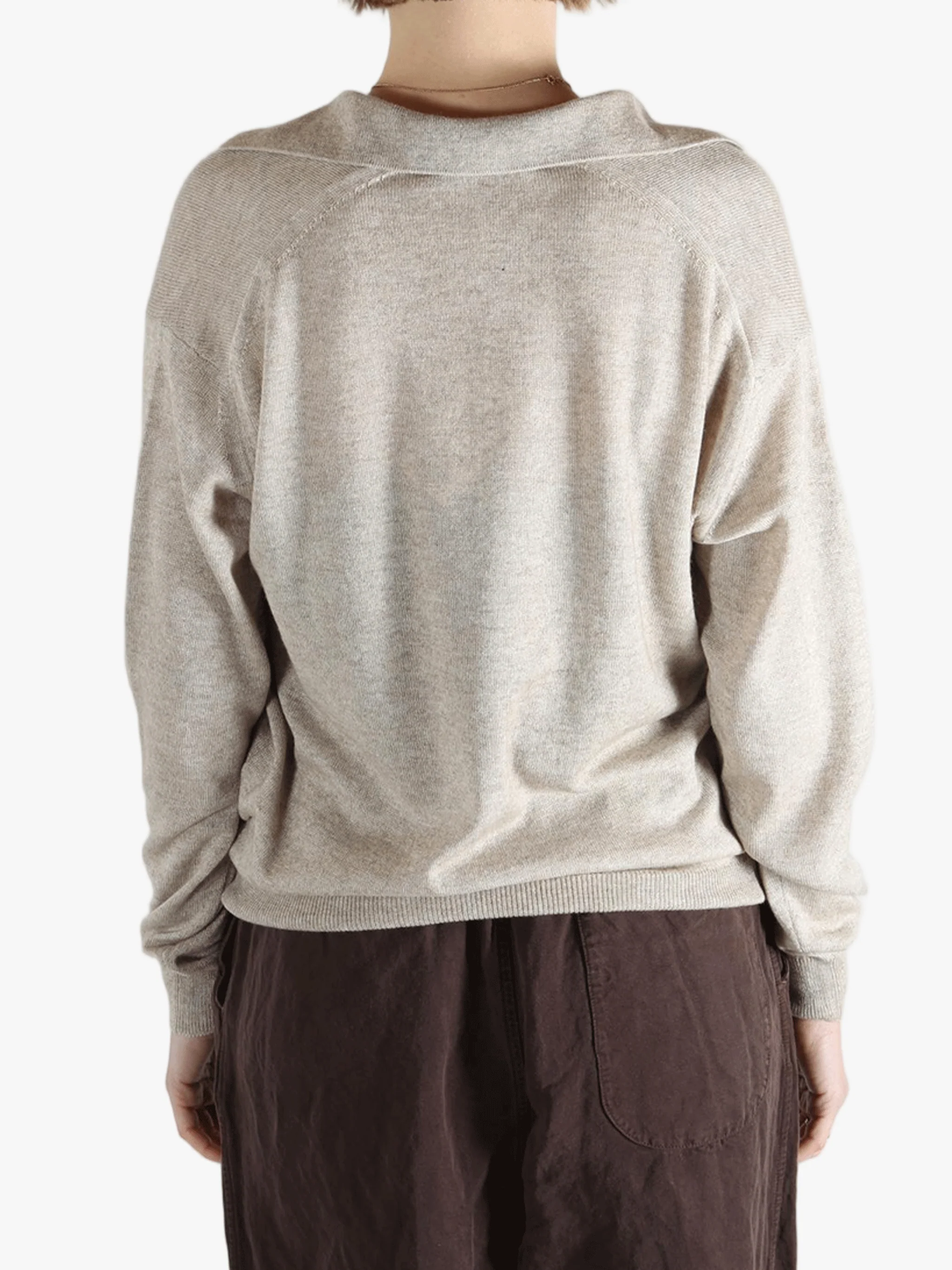 AURALEE - Women Super Fine Cashmere Silk Knit Skipper Polo - Image 3