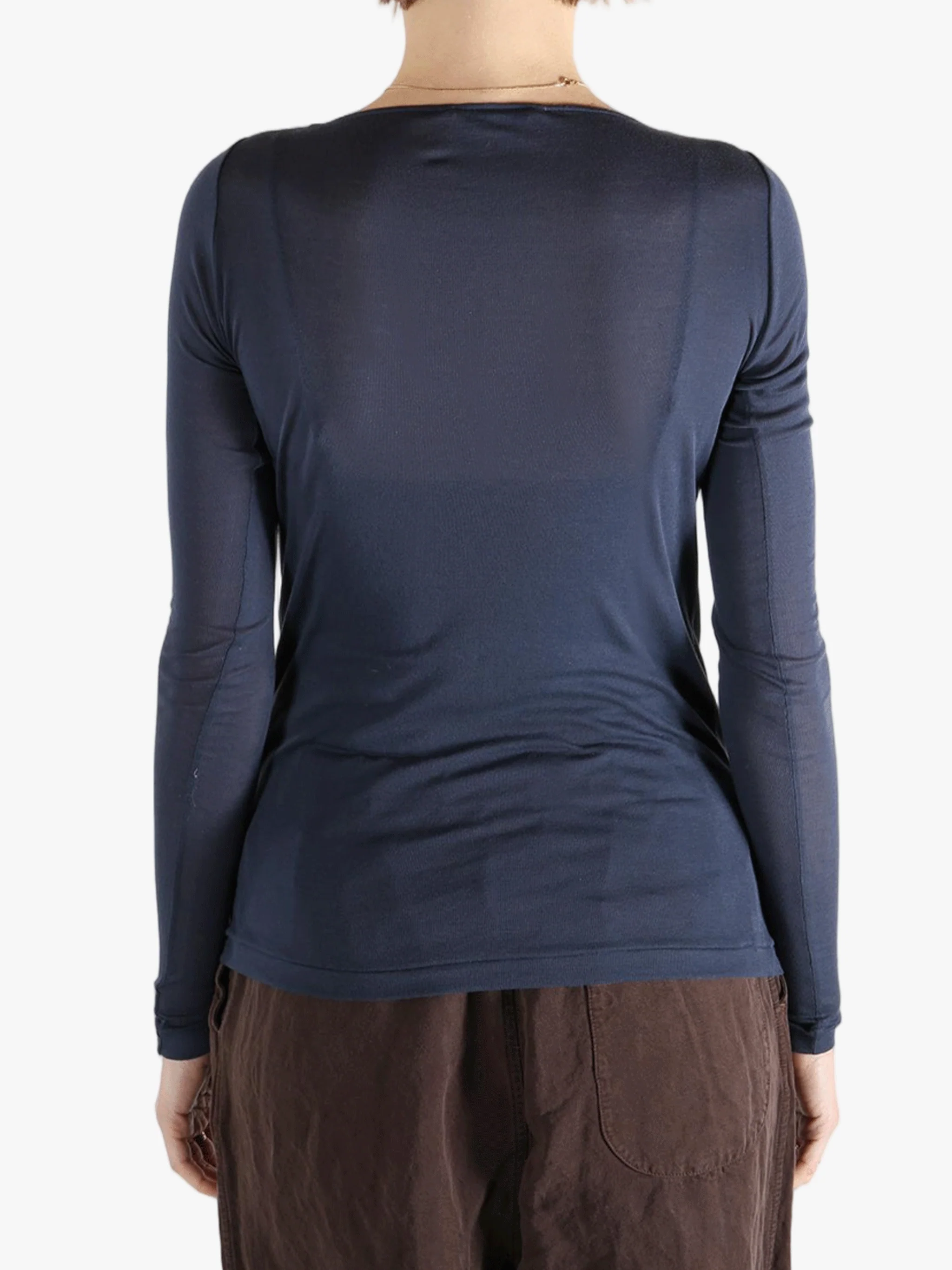 AURALEE - Women Super High Gauge Sheer Rib Boat Neck L/S Tee - Image 3