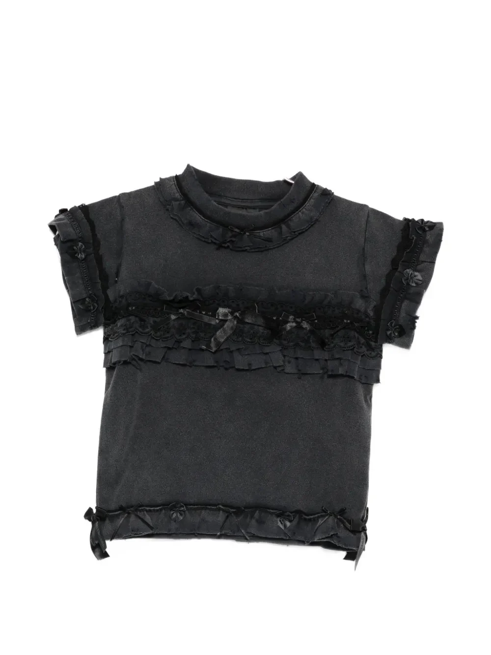 BALENCIAGA - Women Ruffle Crew Neck T-Shirt - Image 5