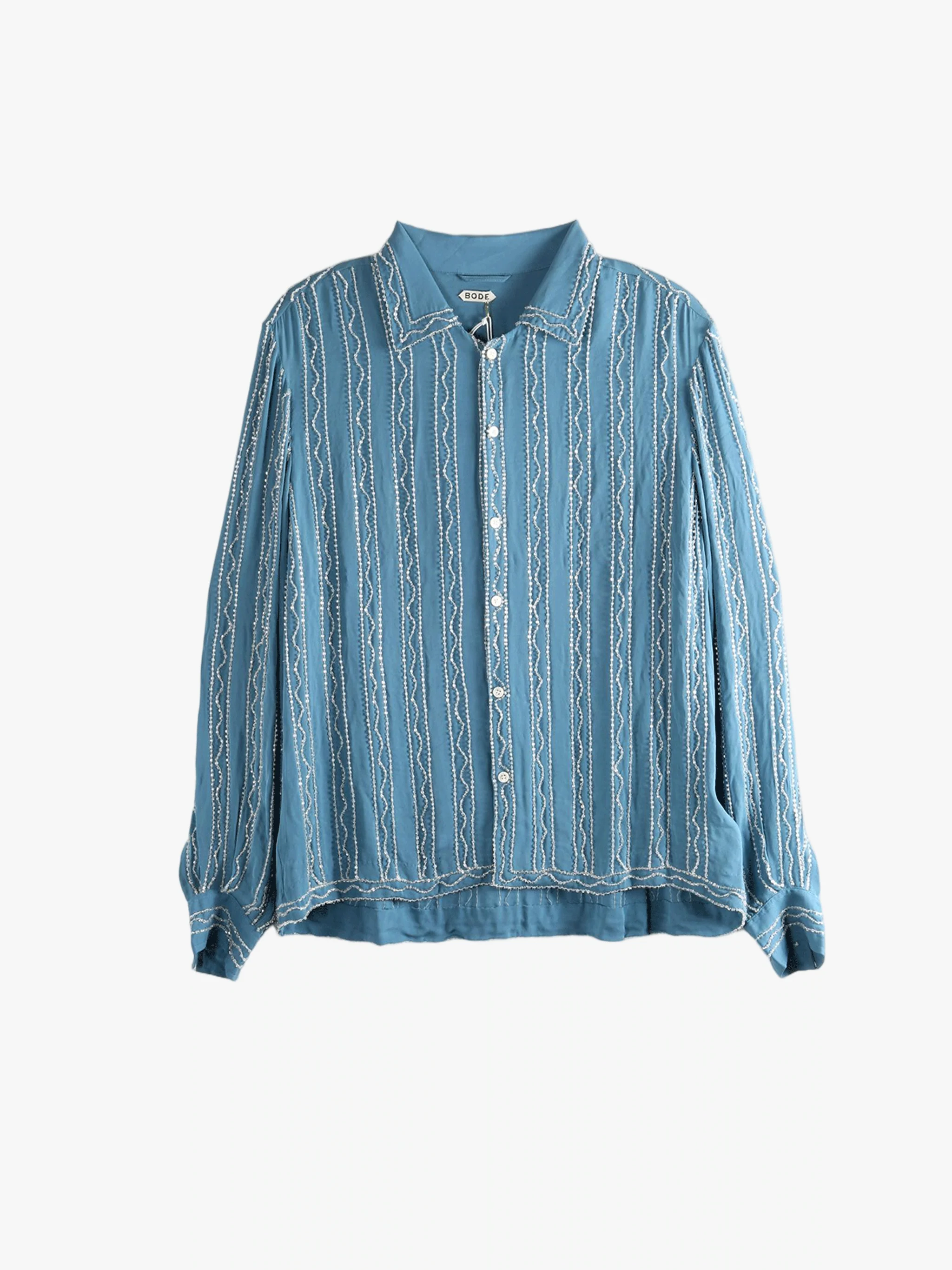 BODE - Men Beaded Sea Stripe Shirt - Image 4