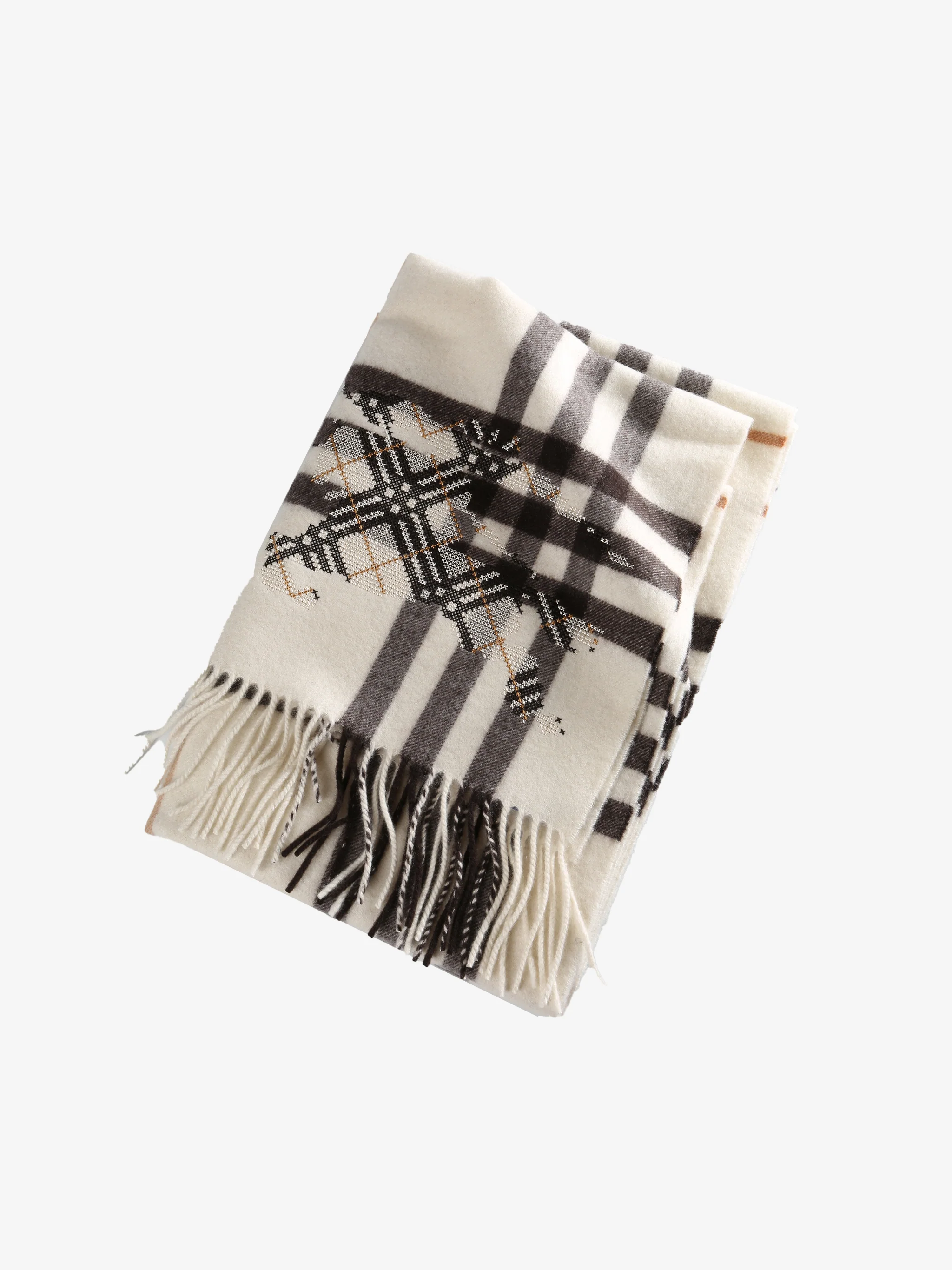 BURBERRY - Unisex Mu G Check EKD X Stitch Scarf - Image 2