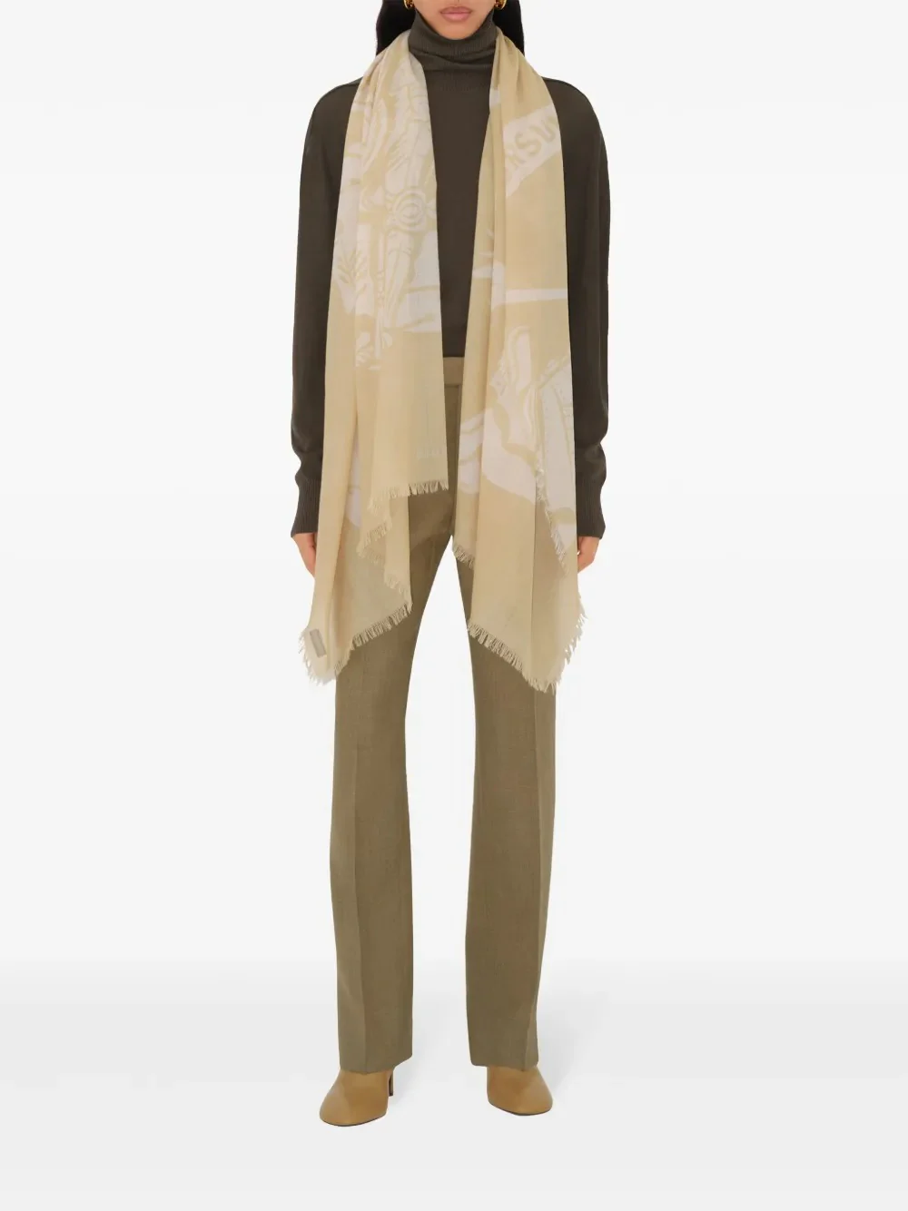 BURBERRY - Women Wide EKD Wool Scarf - Image 2