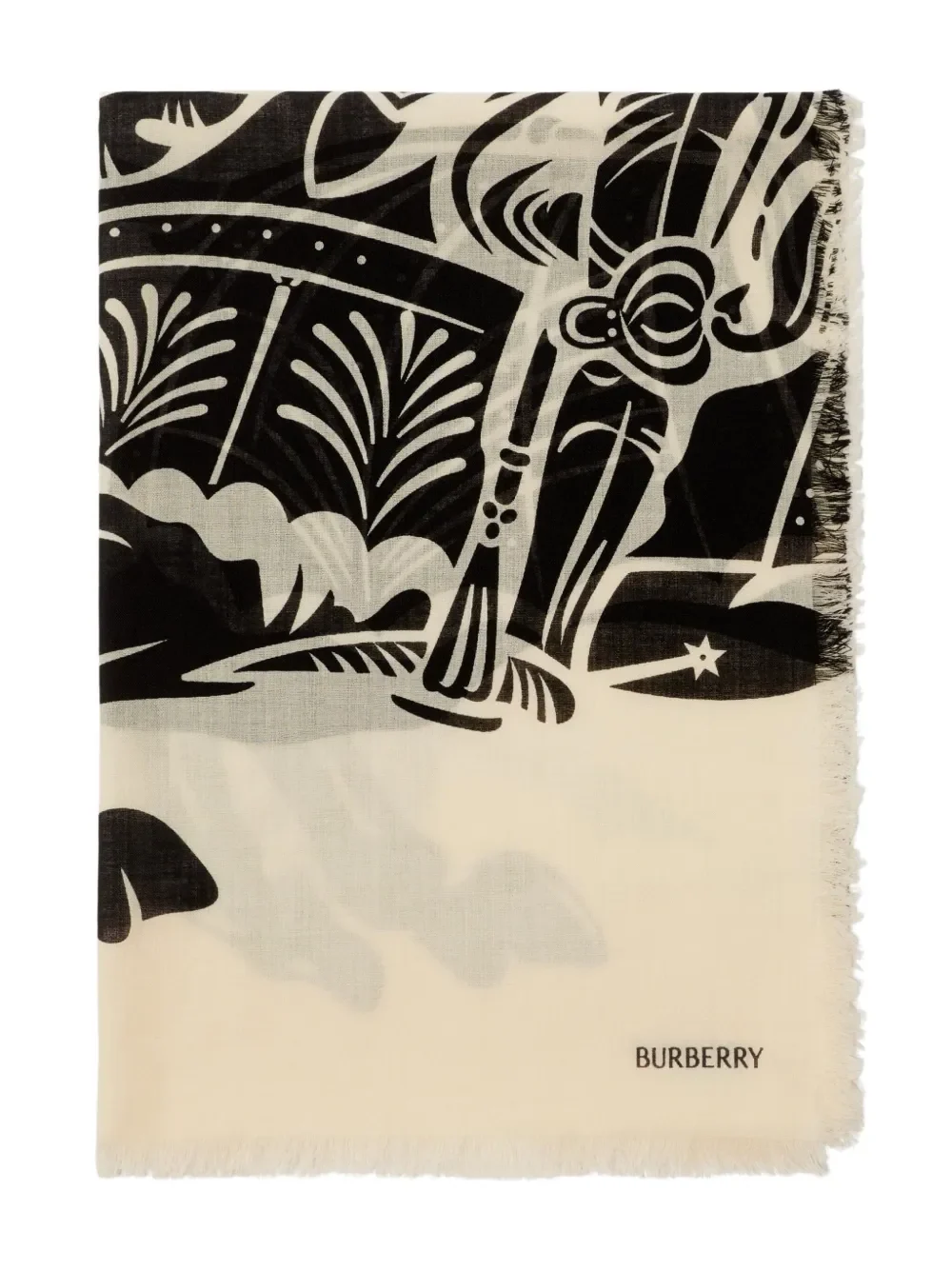 BURBERRY - Unisex Mu Large Wide EKD Wool Scarf - Image 3
