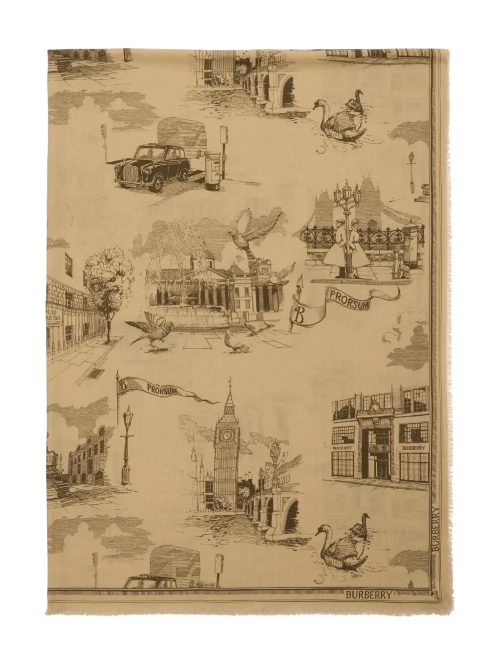 BURBERRY - Unisex Mu London Landmarks Wool Silk Scarf