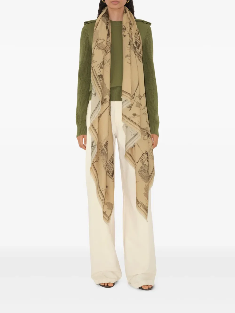 BURBERRY - Unisex Mu London Landmarks Wool Silk Scarf - Image 2