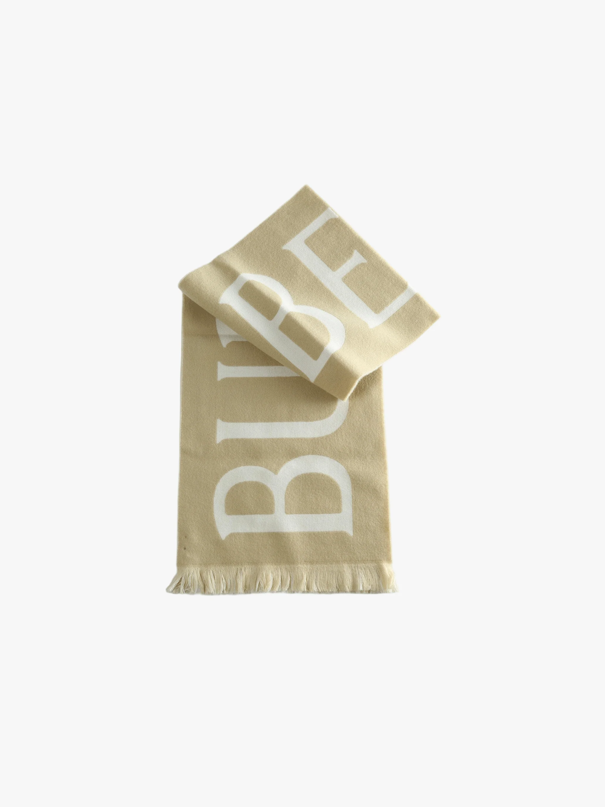 BURBERRY - Unisex Mu Text Logo Wool Scarf