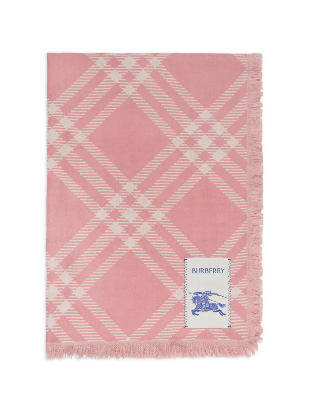 BURBERRY - Unisex Mu Wide Check Wool Silk Scarf