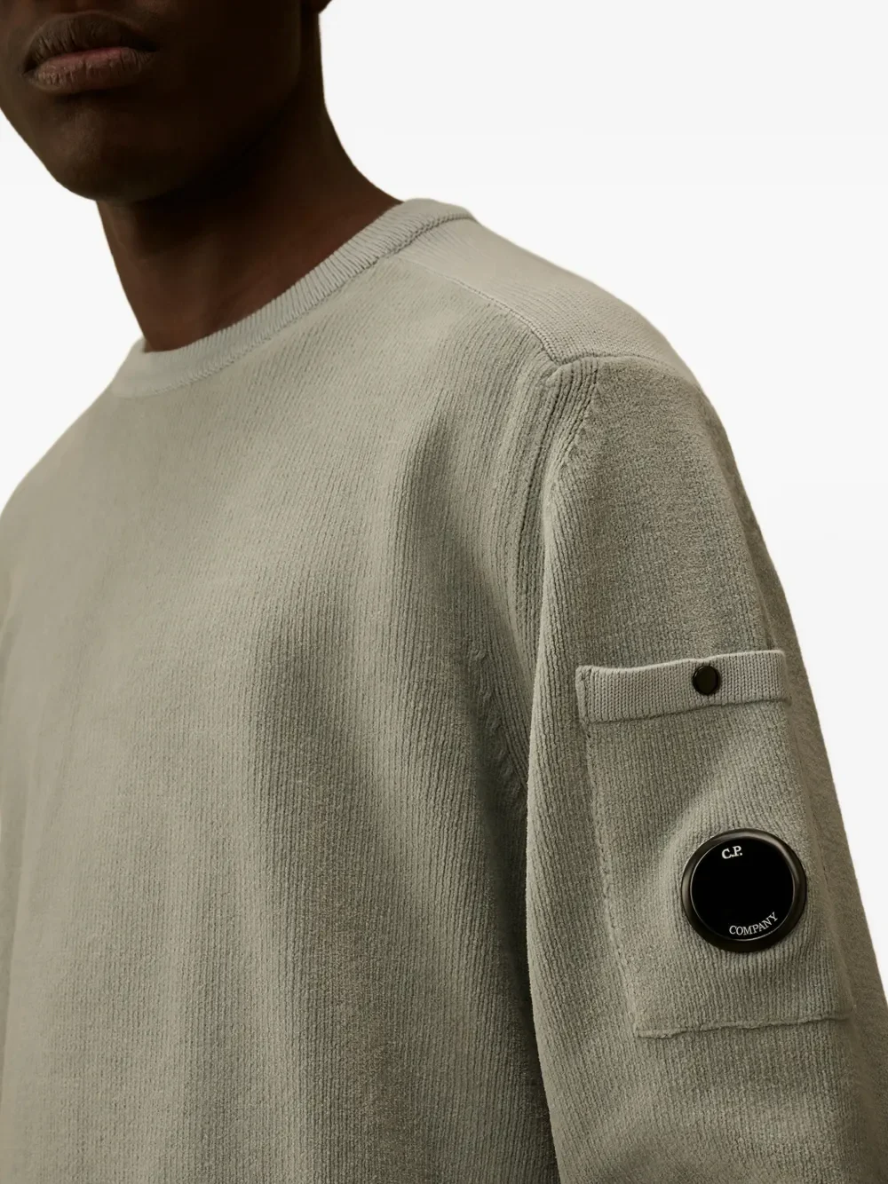 C.P. COMPANY - Men Cotton Chenille Crewneck Lens Sweater - Image 4