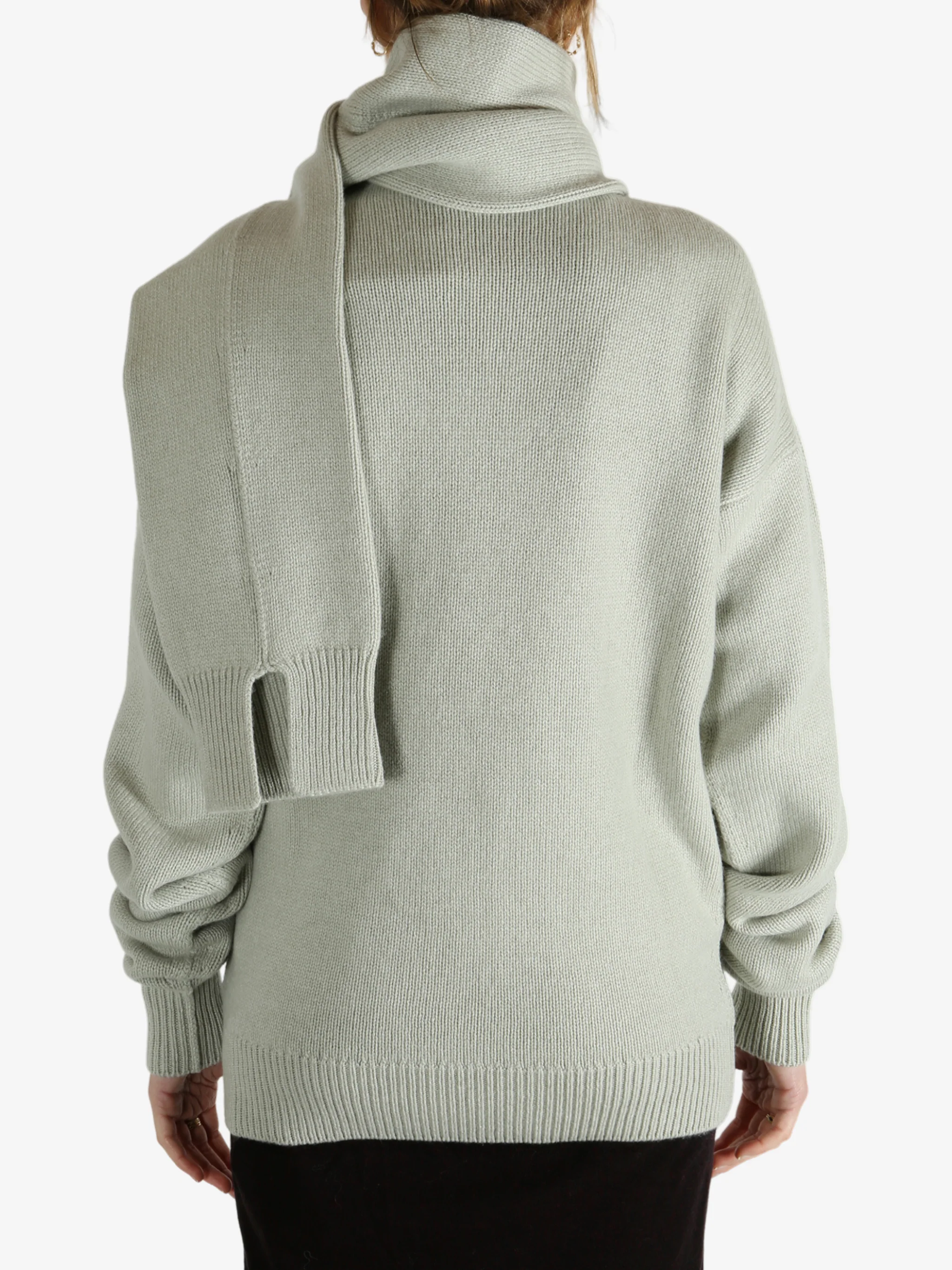 CALVIN KLEIN COLLECTION - Women Cashmere Long Sleeve Scarf Sweater - Image 3