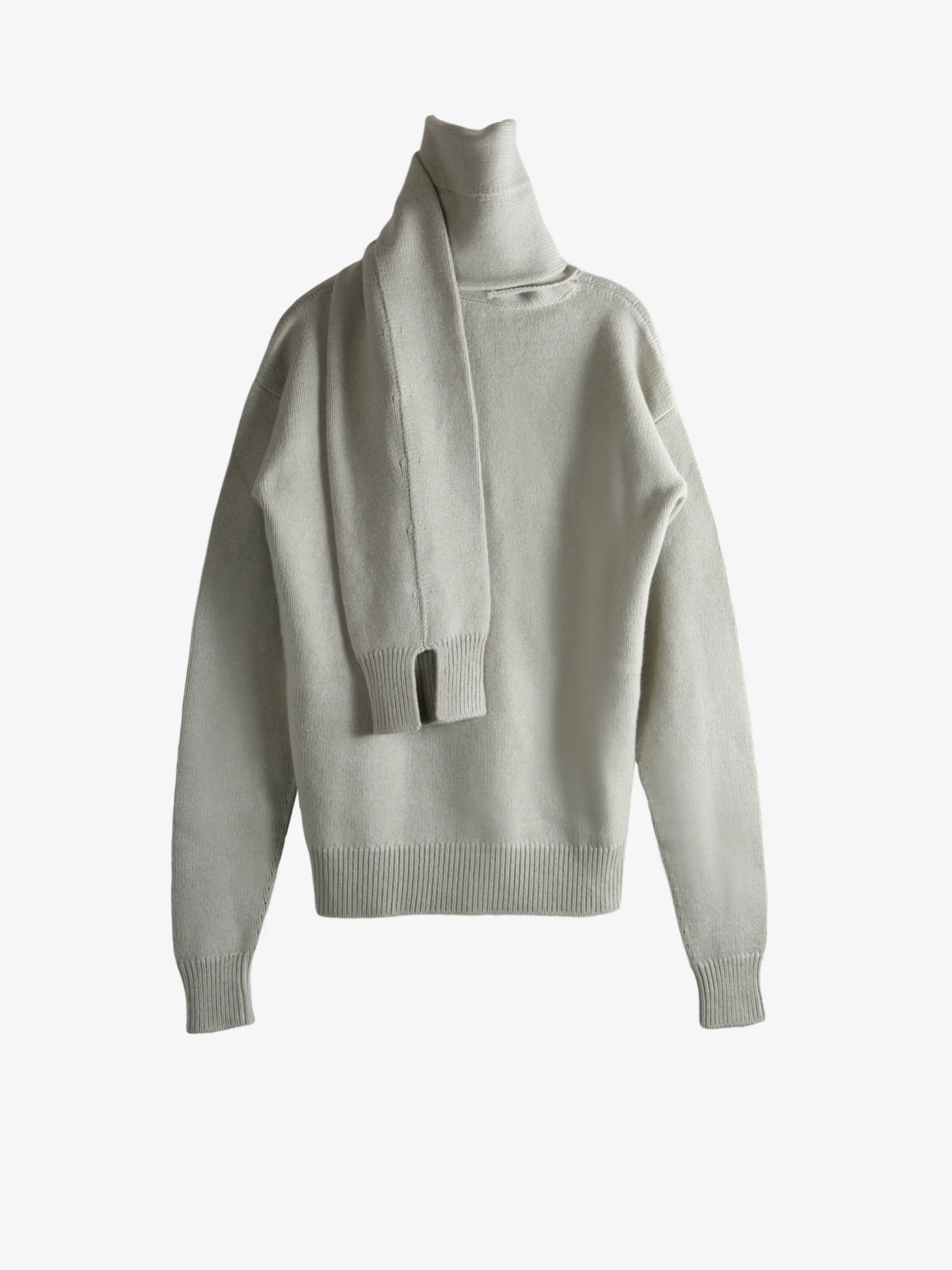 CALVIN KLEIN COLLECTION - Women Cashmere Long Sleeve Scarf Sweater - Image 4