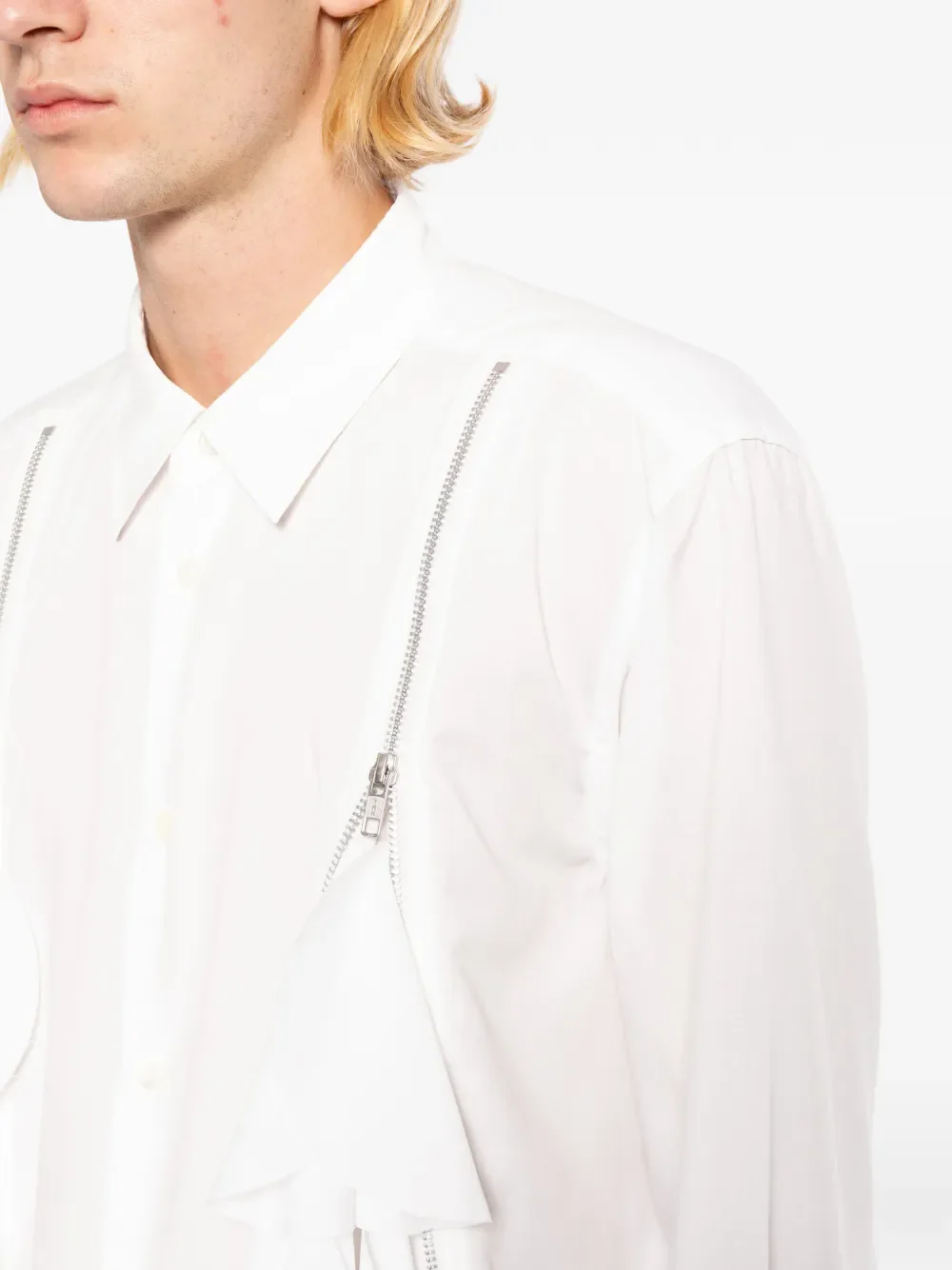 COMME DES GARCONS HOMME PLUS - Men Long-Sleeved Ruffled Blouse - Image 4