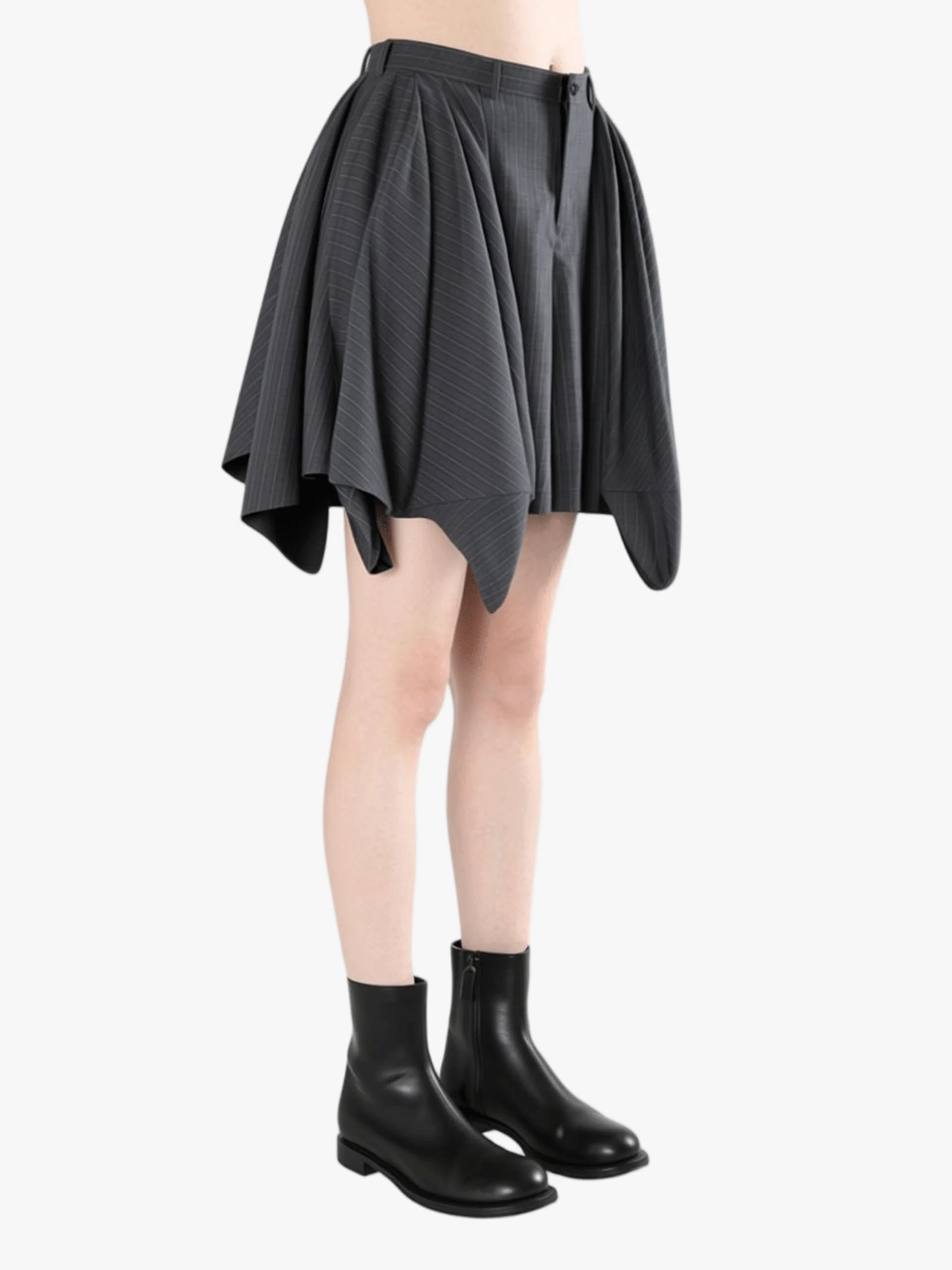 COMME DES GARCONS HOMME PLUS - Men Wide-Leg Pleated Zipper Shorts - Image 2