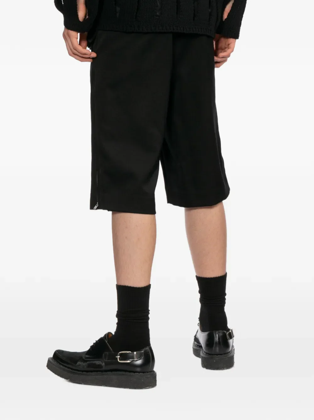 COMME DES GARCONS HOMME PLUS - Men Wide-Leg Straight Black Shorts - Image 2