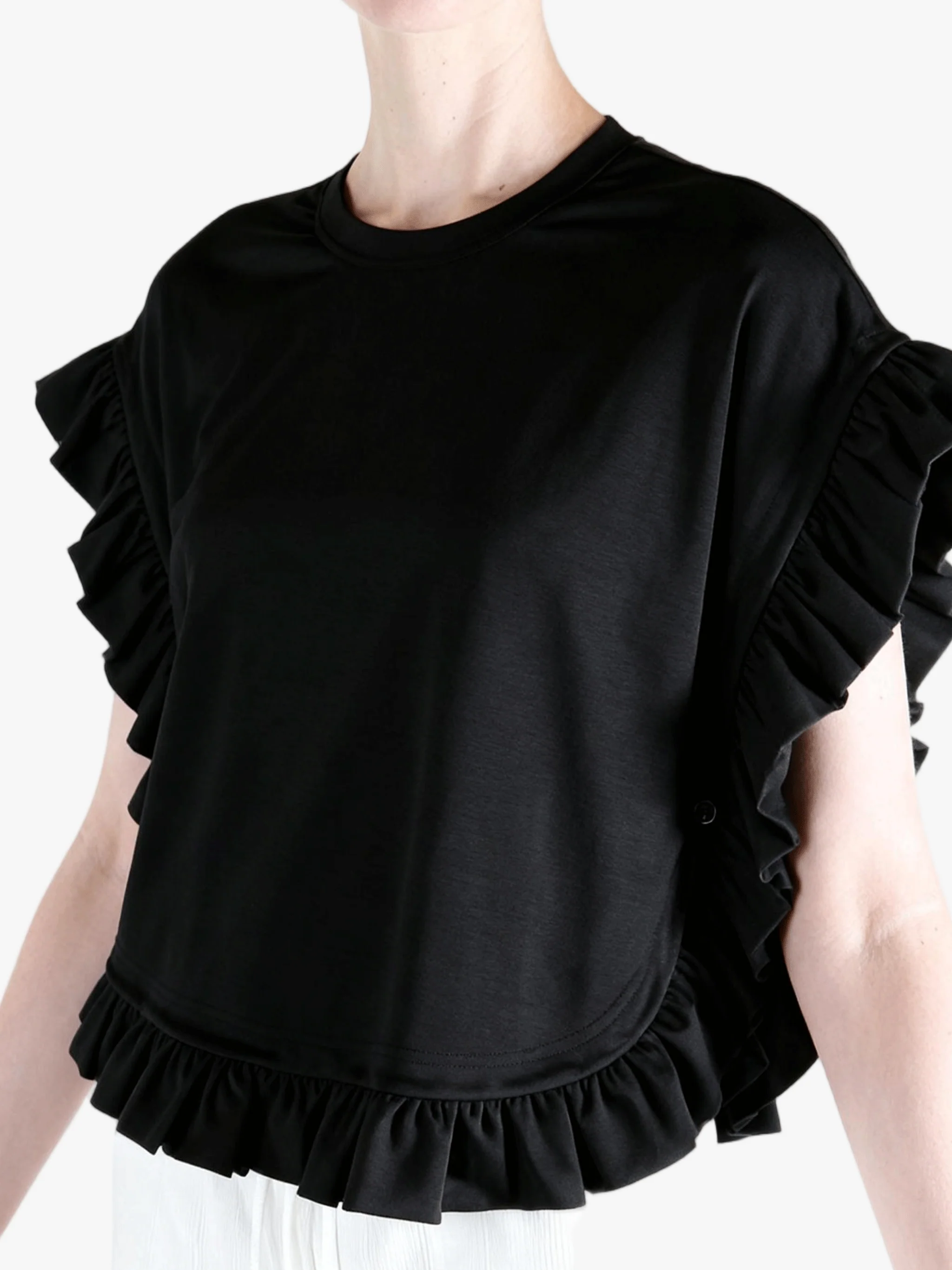 COMME DES GARCONS NOIR - Women Frill Trim T-Shirt - Image 2