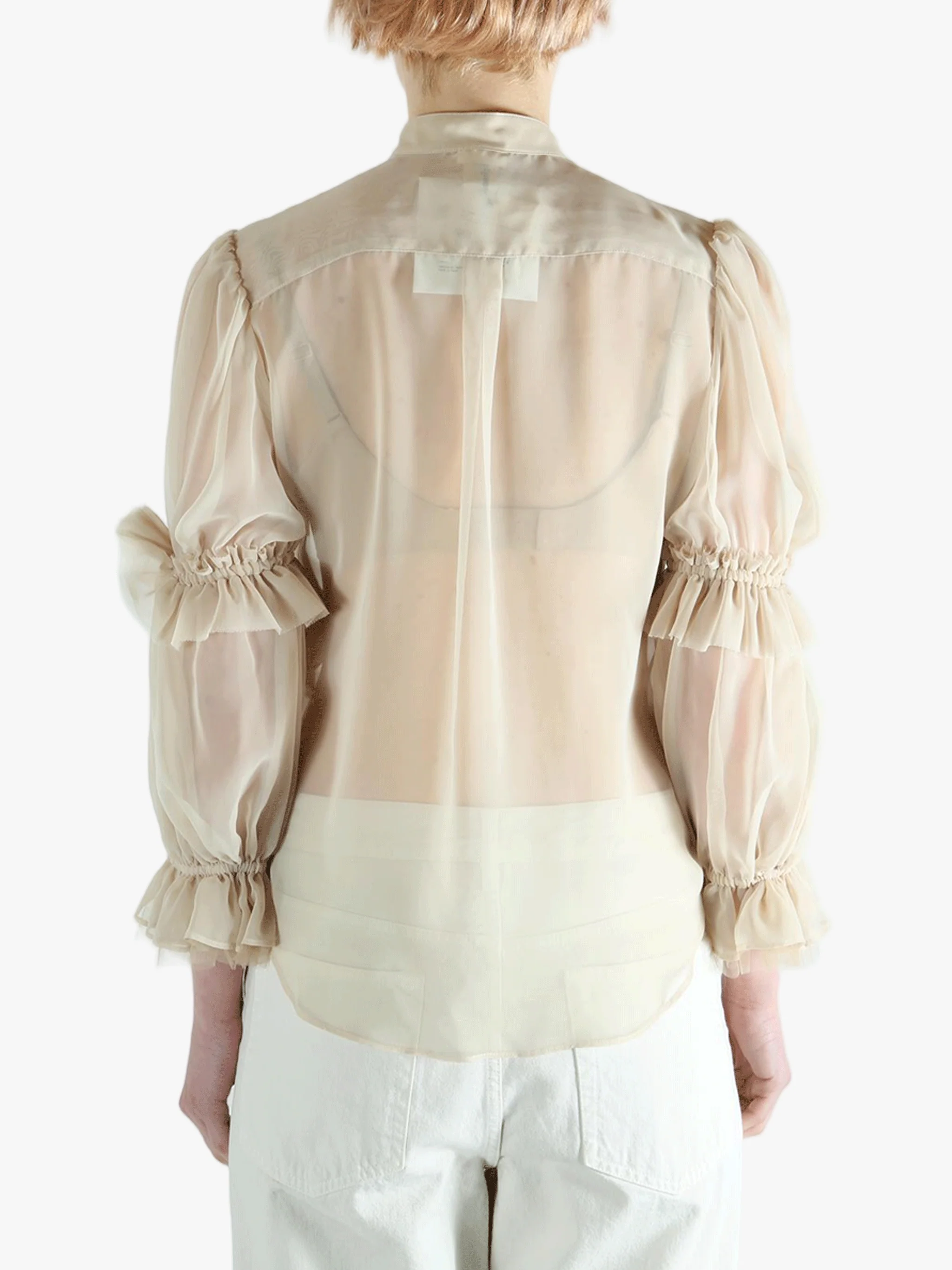 COMME DES GARCONS NOIR - Women Lace Ruffle French Blouse - Image 3