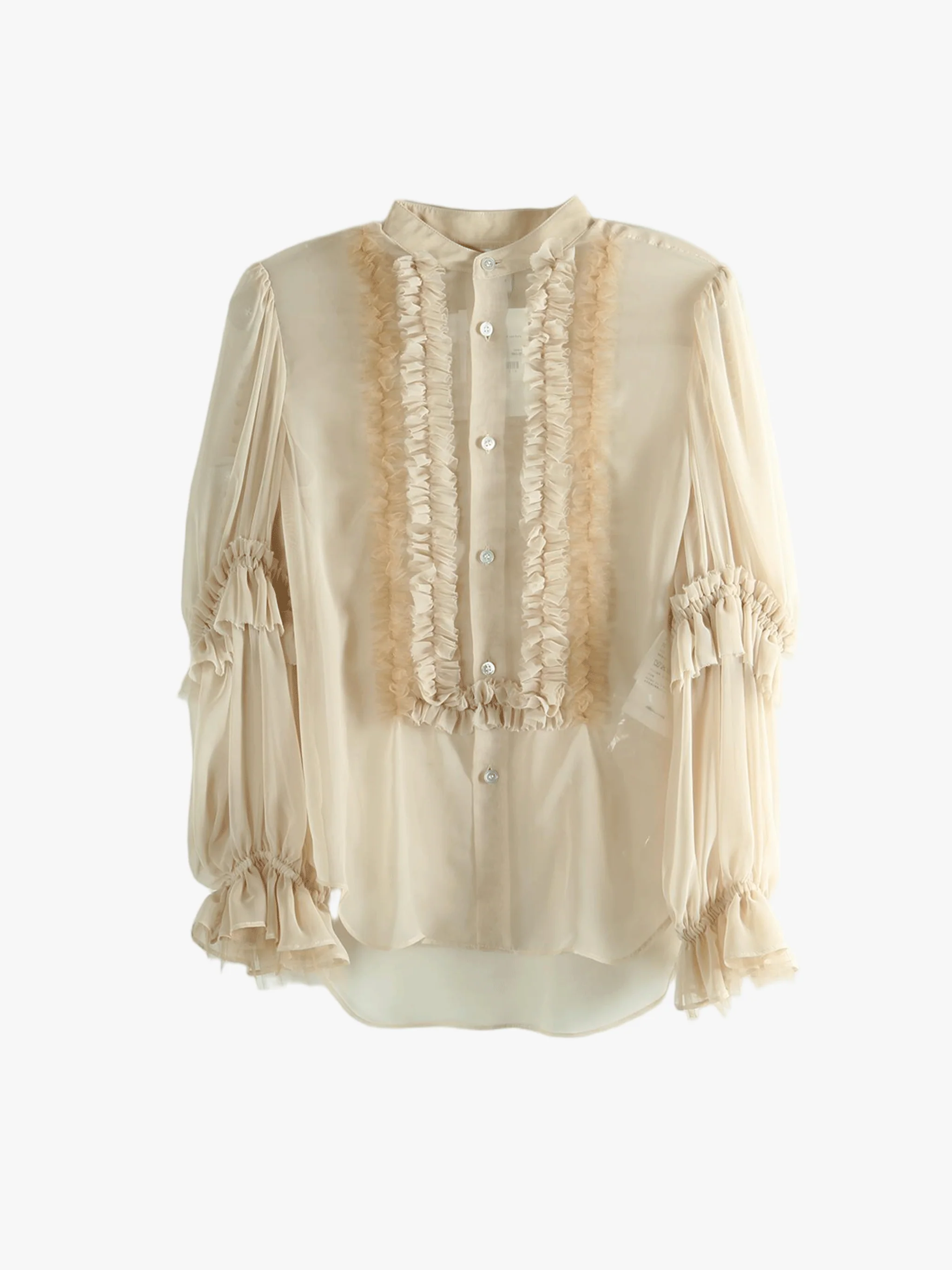 COMME DES GARCONS NOIR - Women Lace Ruffle French Blouse - Image 4