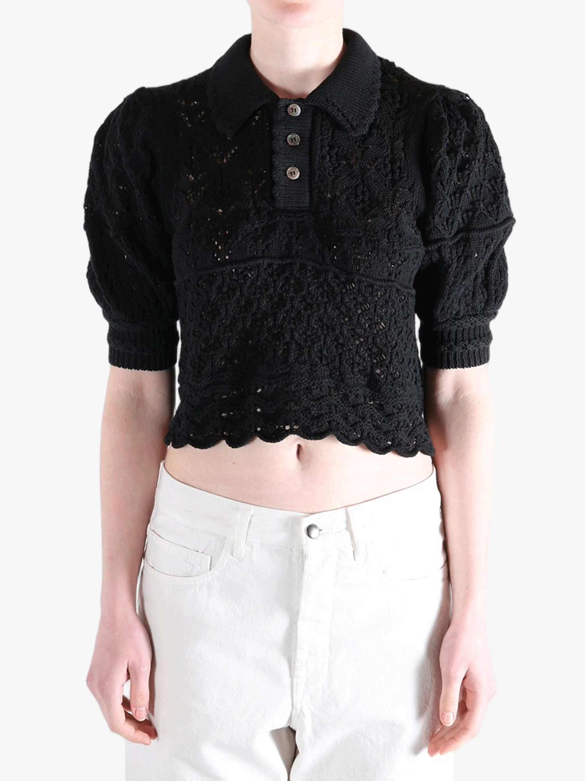 COMME DES GARCONS TAO - Women Cropped Openwork Sweater