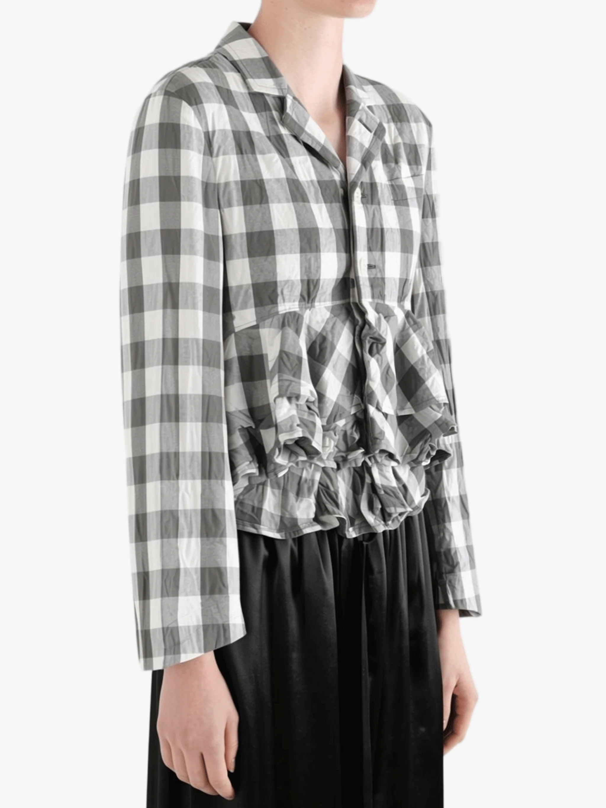 COMME DES GARCONS TAO - Women Plaid Ruched Hem Jacket - Image 2