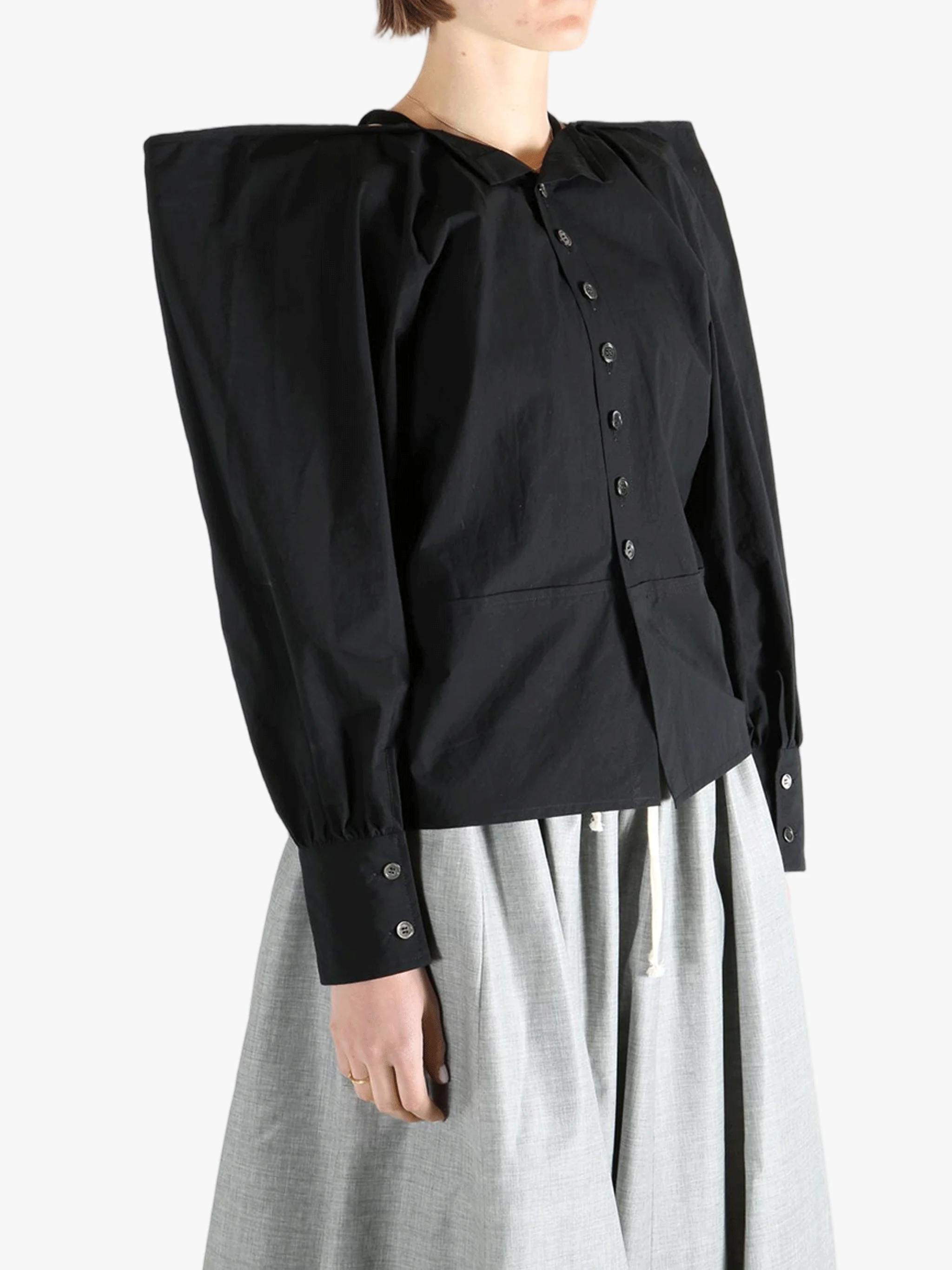 COMME DES GARCONS TAO - Women Puff Sleeve Button Front Blouse - Image 2