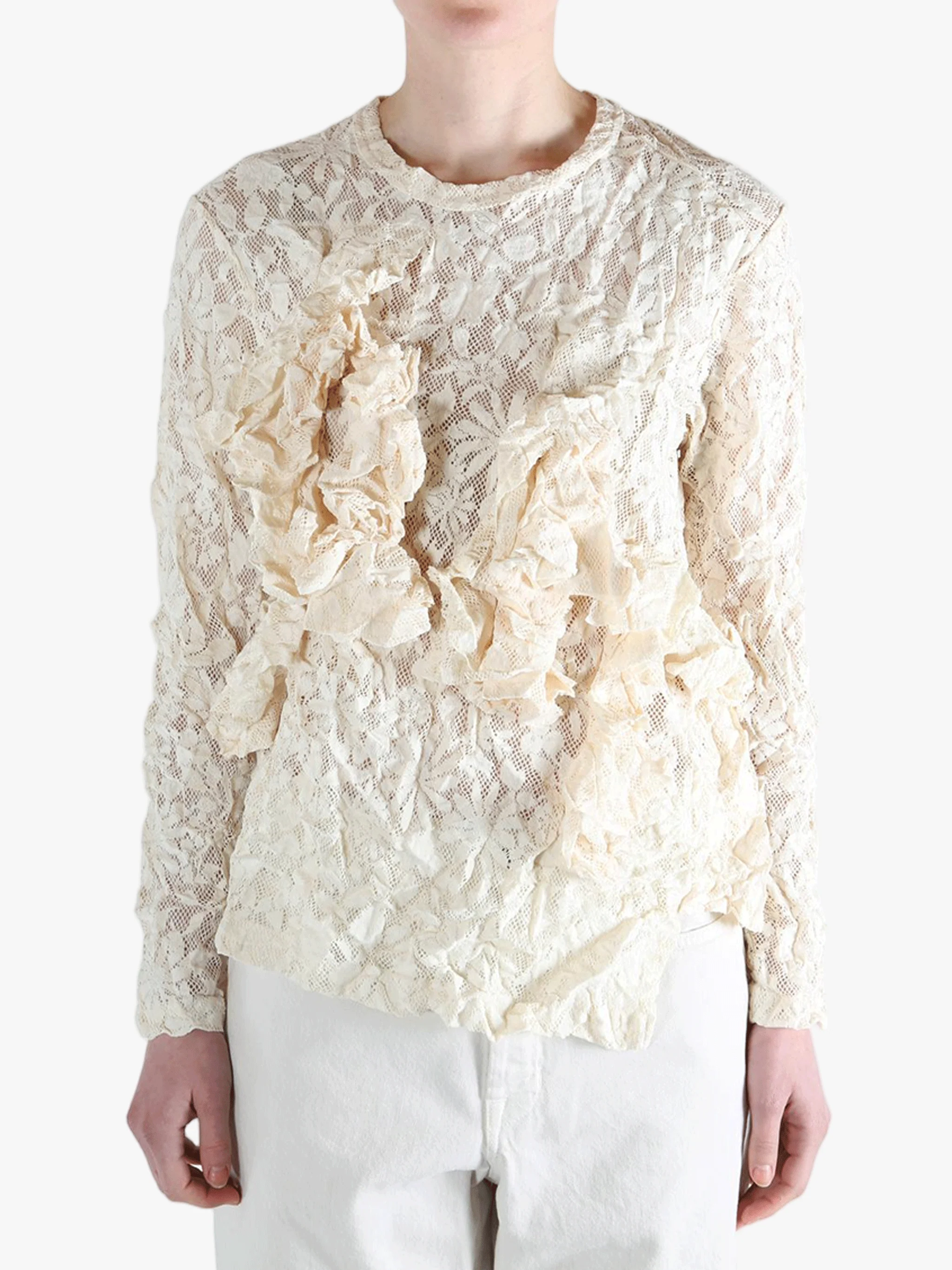COMME DES GARCONS - Women Lace Ruffled T-Shirt