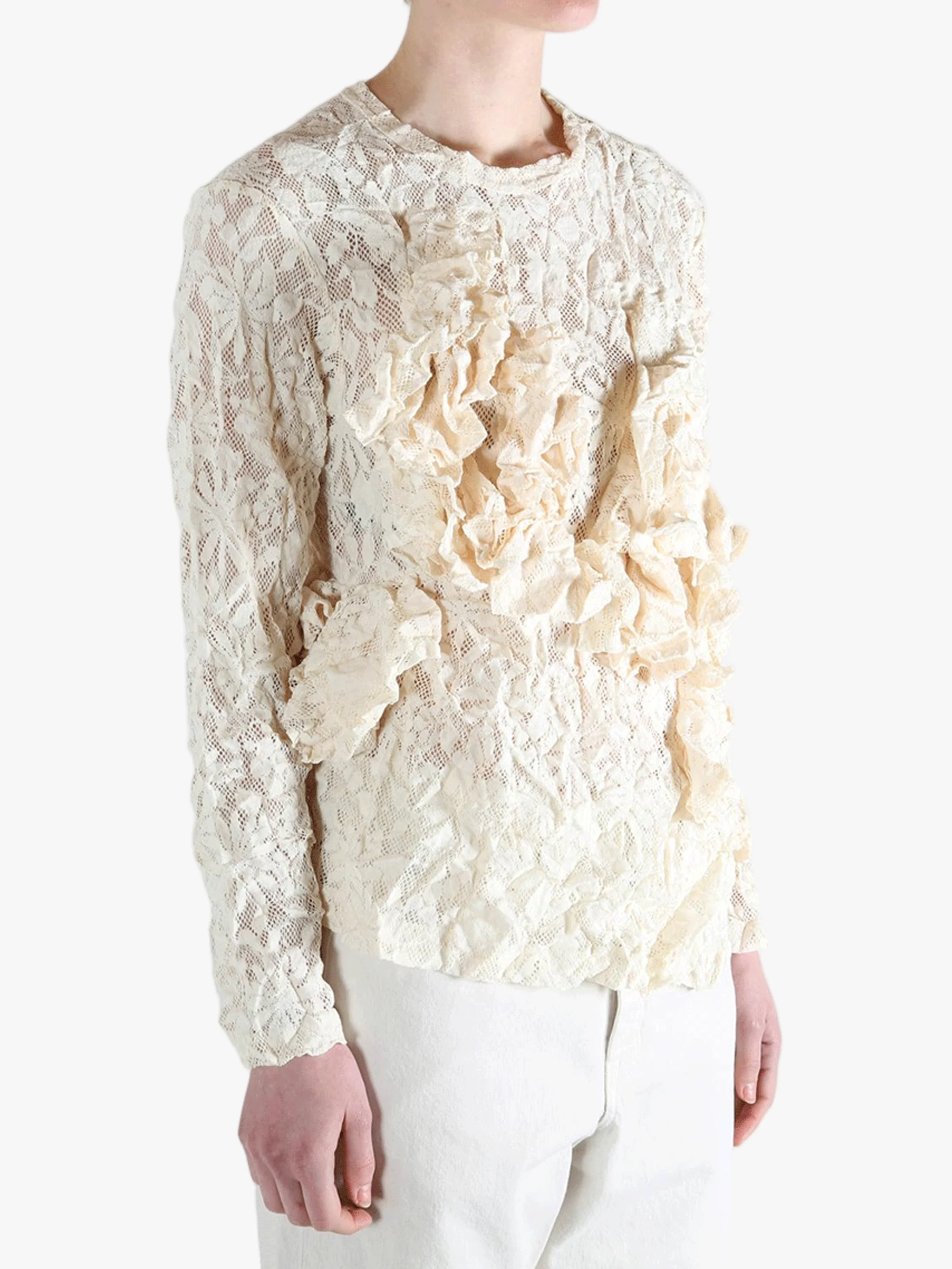 COMME DES GARCONS - Women Lace Ruffled T-Shirt - Image 2
