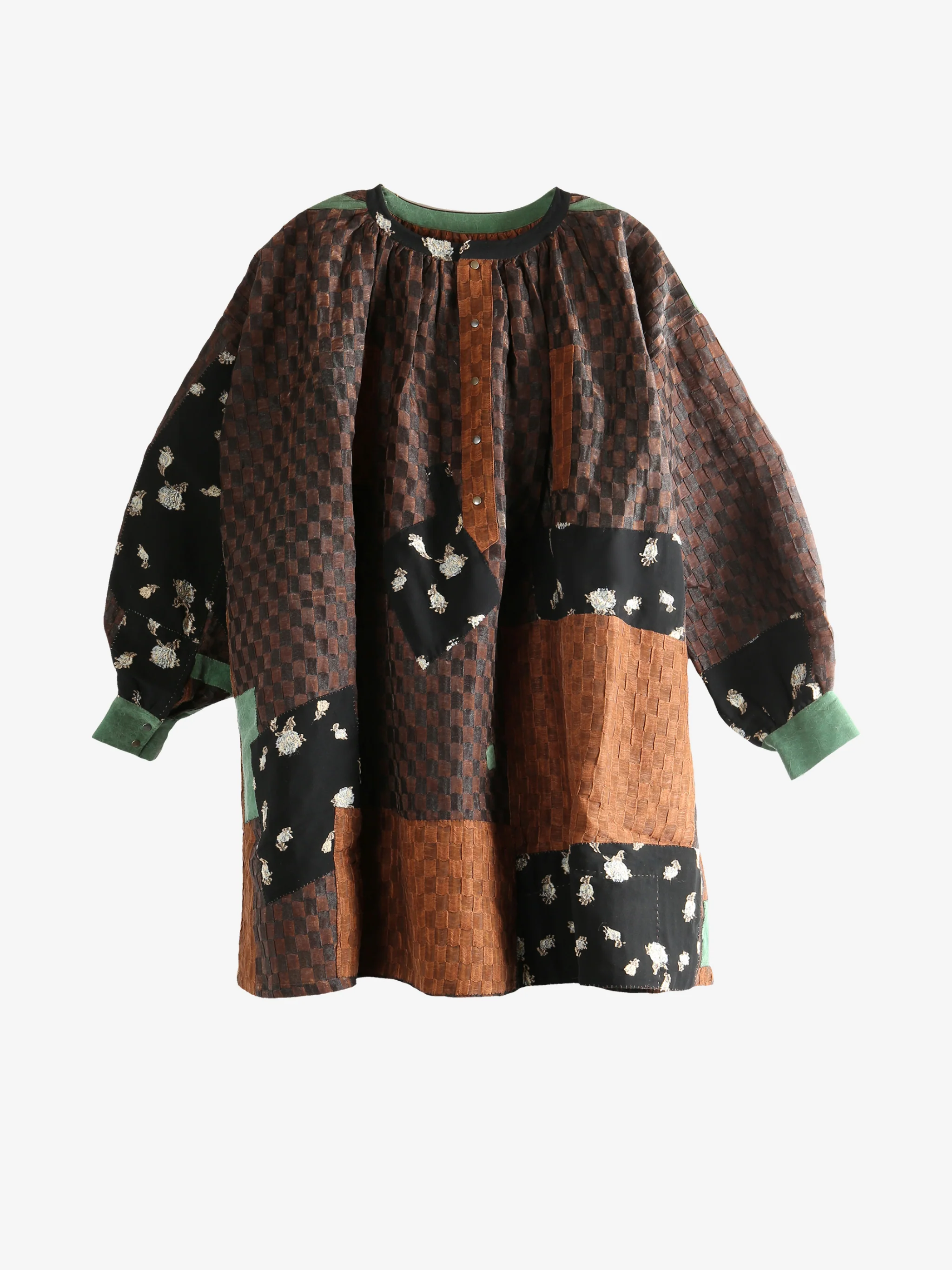 COMMUNS - Unisex Floral Lattice Stitching Shirt - Image 4