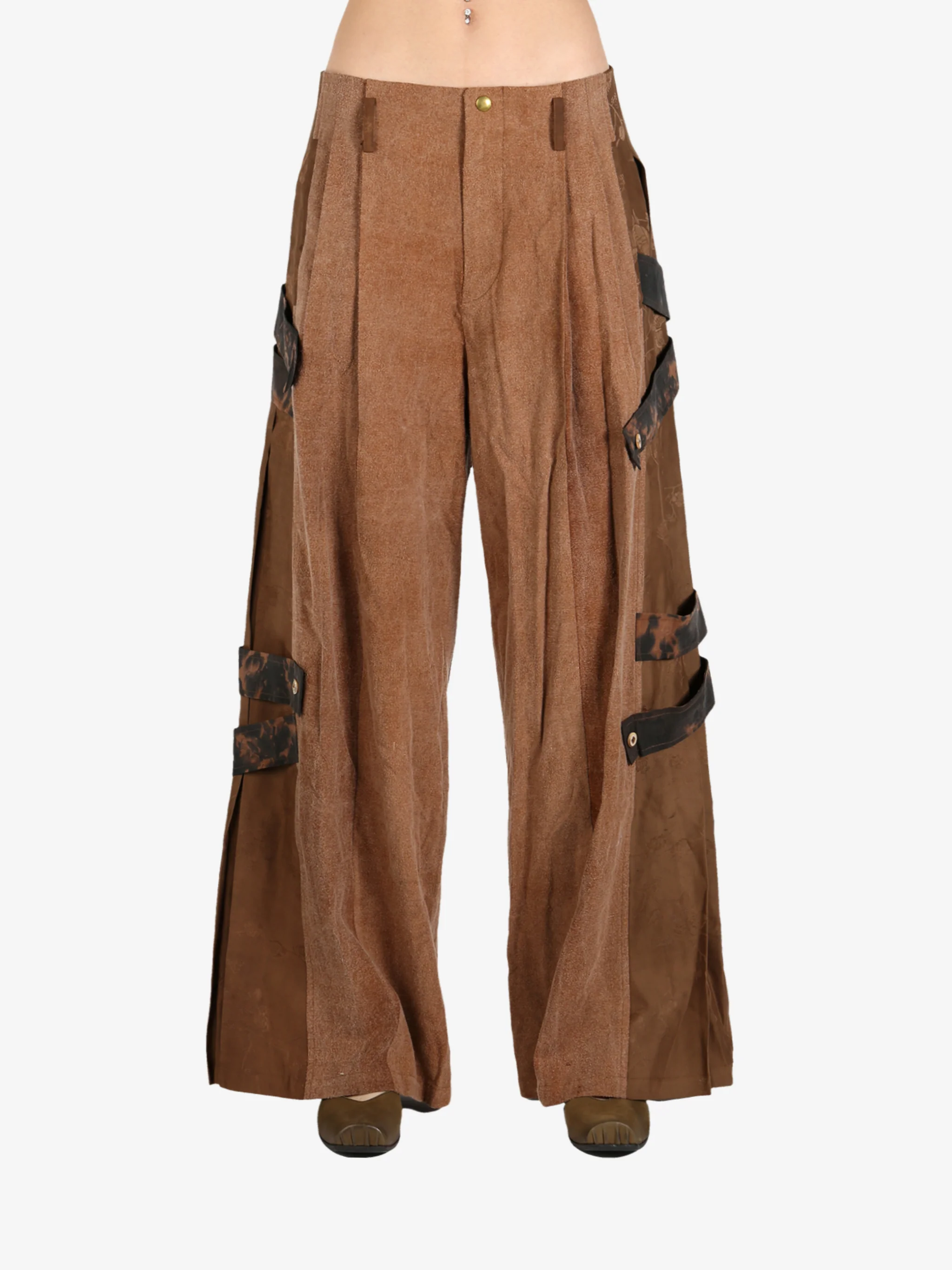 COMMUNS - Women Buckle Straps Loose Fit Pants