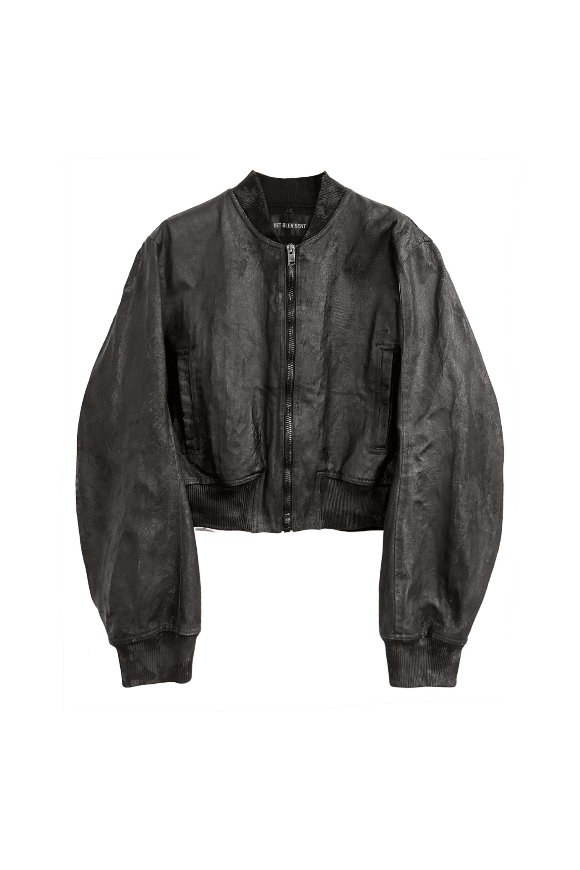 DET BLEV SENT - Men CRACK WAXED DENIM LOCUST BOMBER JACKET